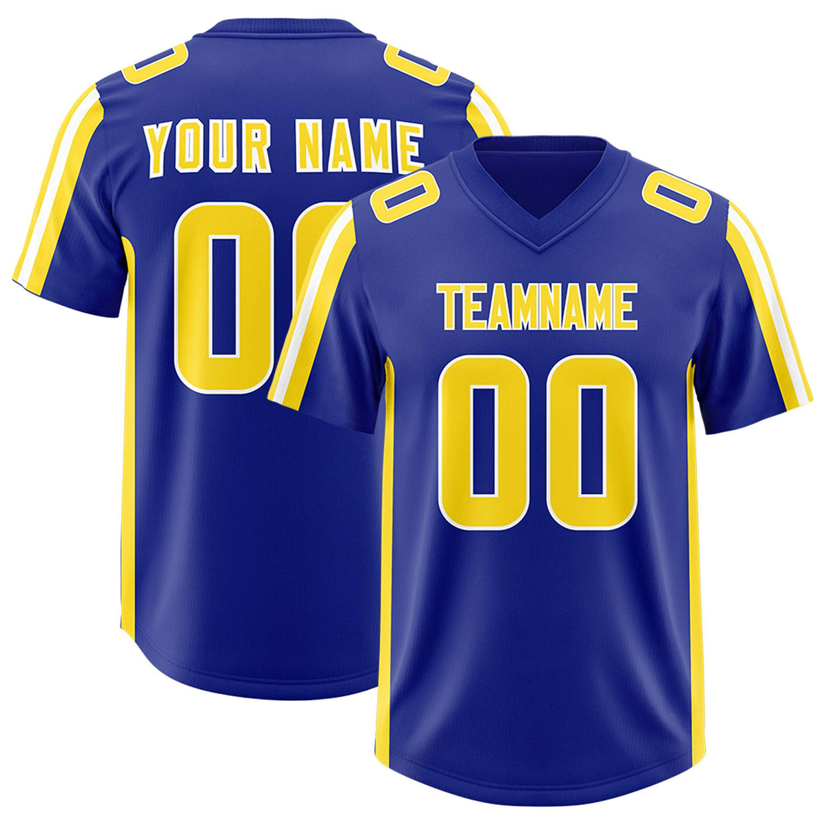 Custom Royal Gold and White Side Stripe Pattern Authentic Football Jersey
