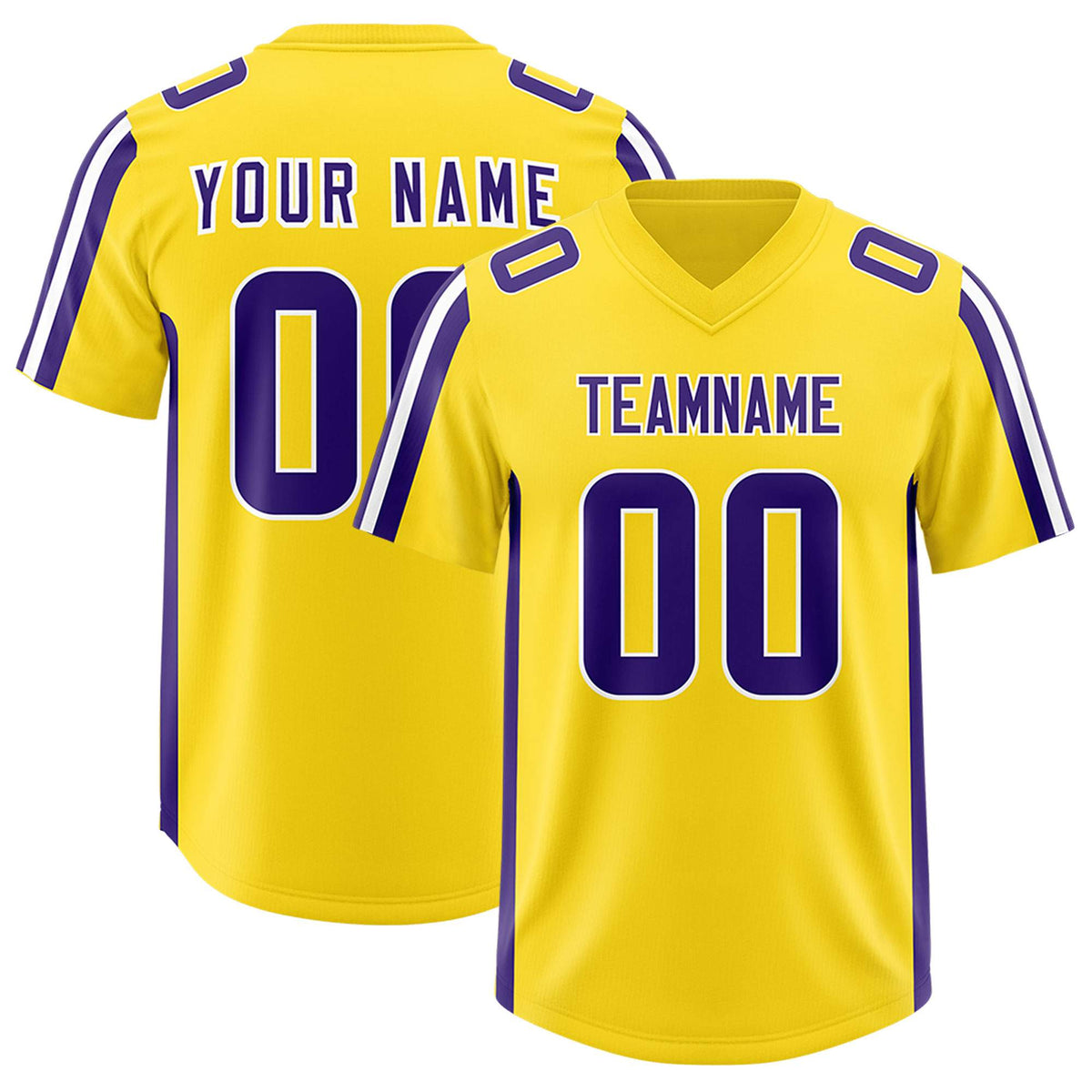 Custom Gold Purple and White Side Stripe Pattern Authentic Football Jersey