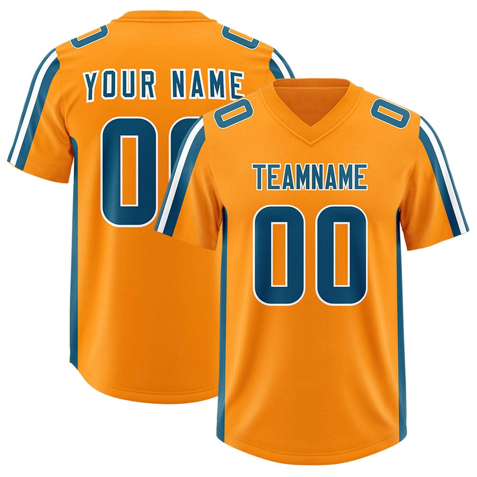 Custom Orange Panther Blue and White Side Stripe Pattern Authentic Football Jersey