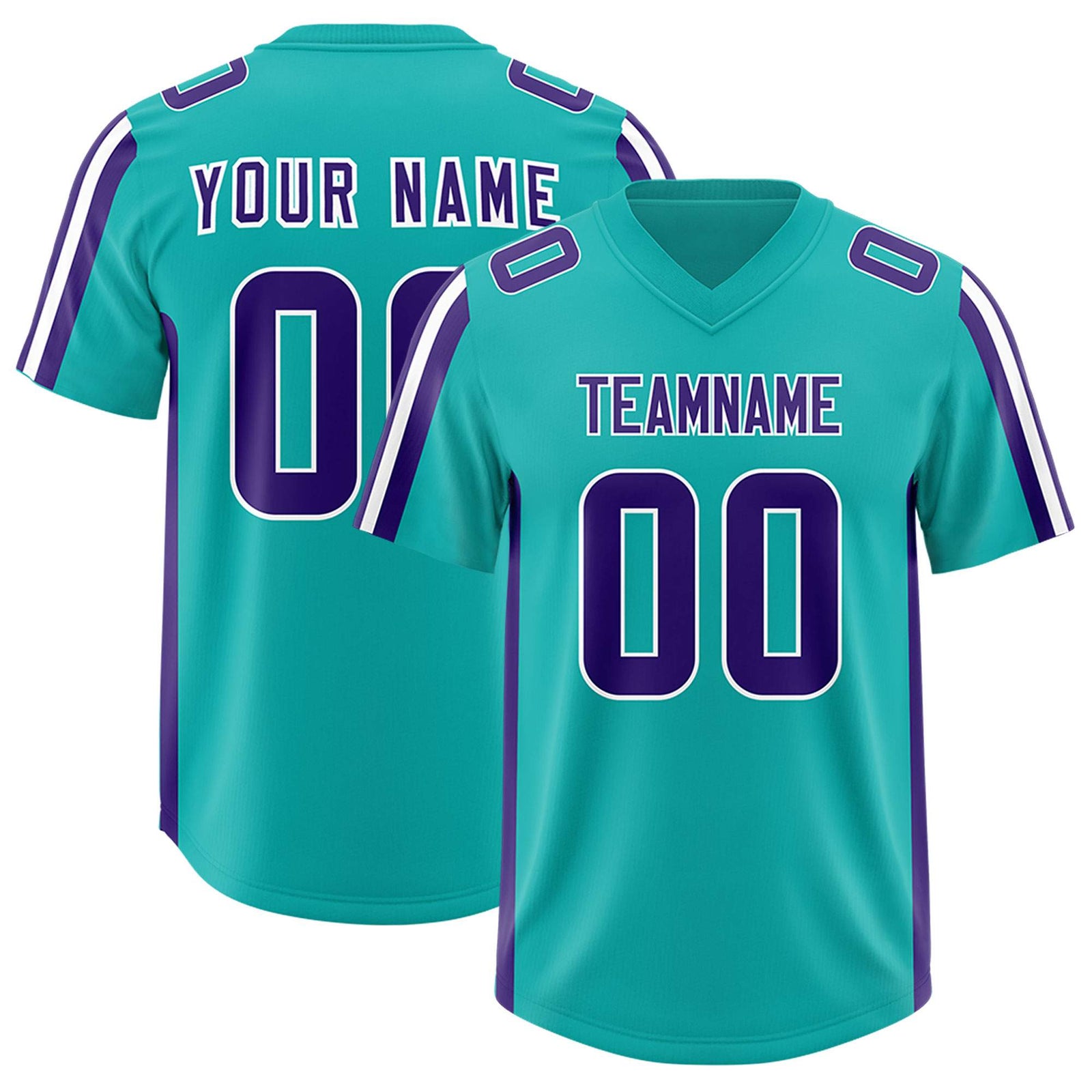 Custom Aqua Purple and White Side Stripe Pattern Authentic Football Jersey