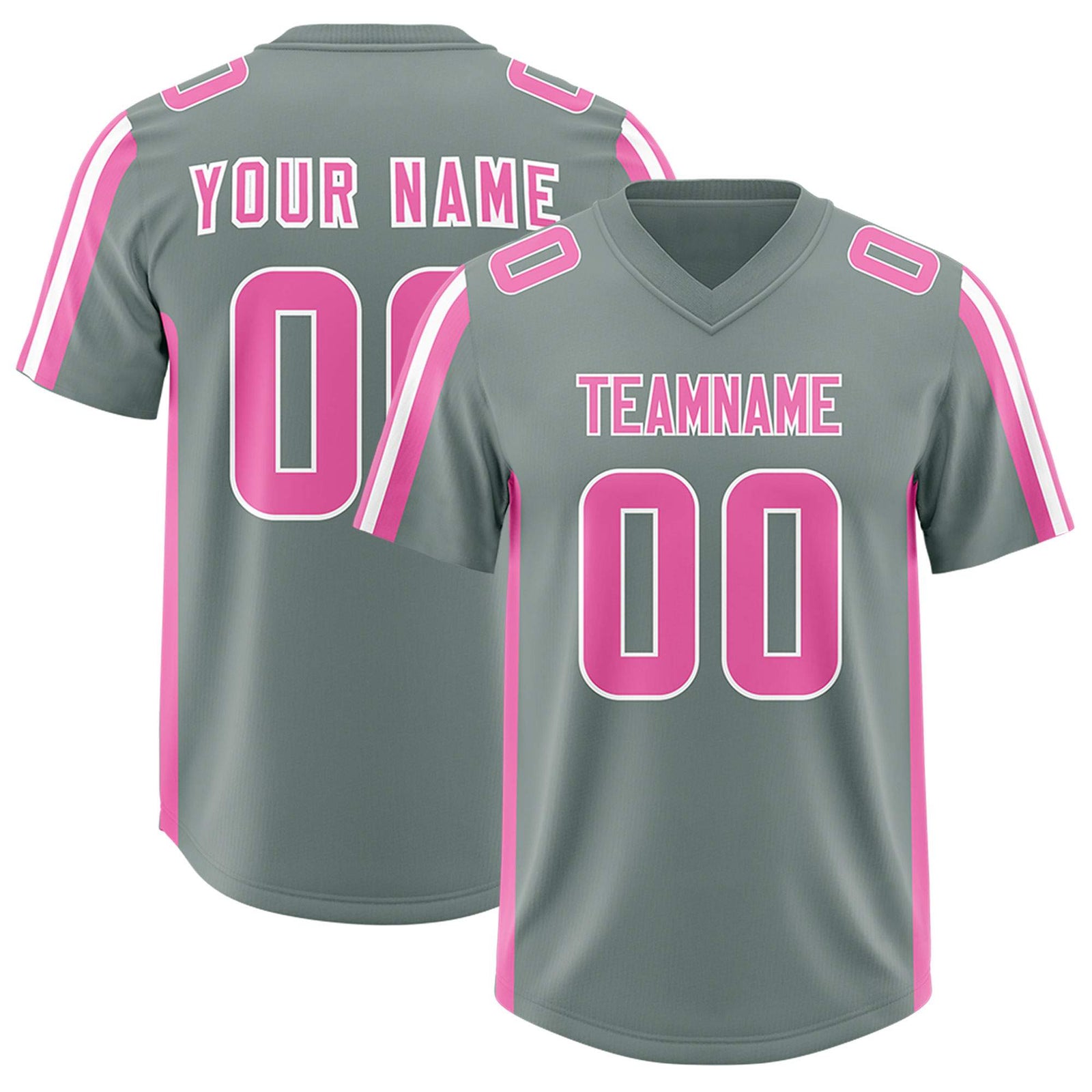 Custom Grey Pink and White Side Stripe Pattern Authentic Football Jersey