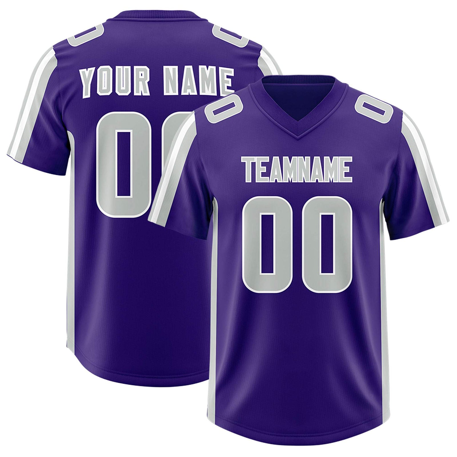 Custom Purple Gray and White Side Stripe Pattern Authentic Football Jersey