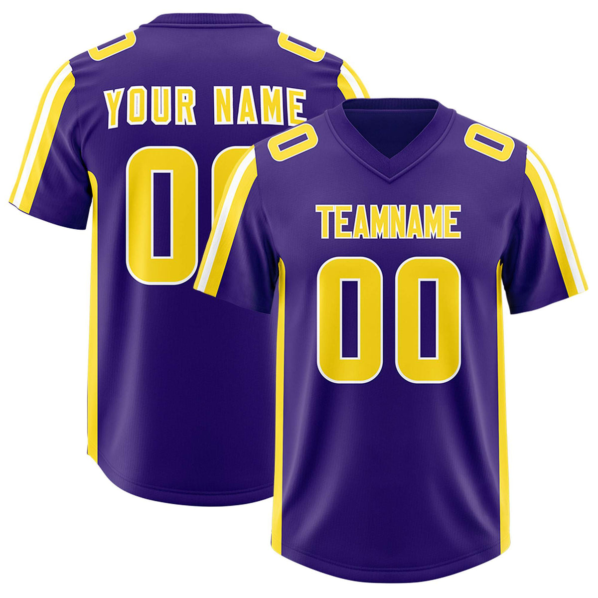 Custom Purple Gold and White Side Stripe Pattern Authentic Football Jersey