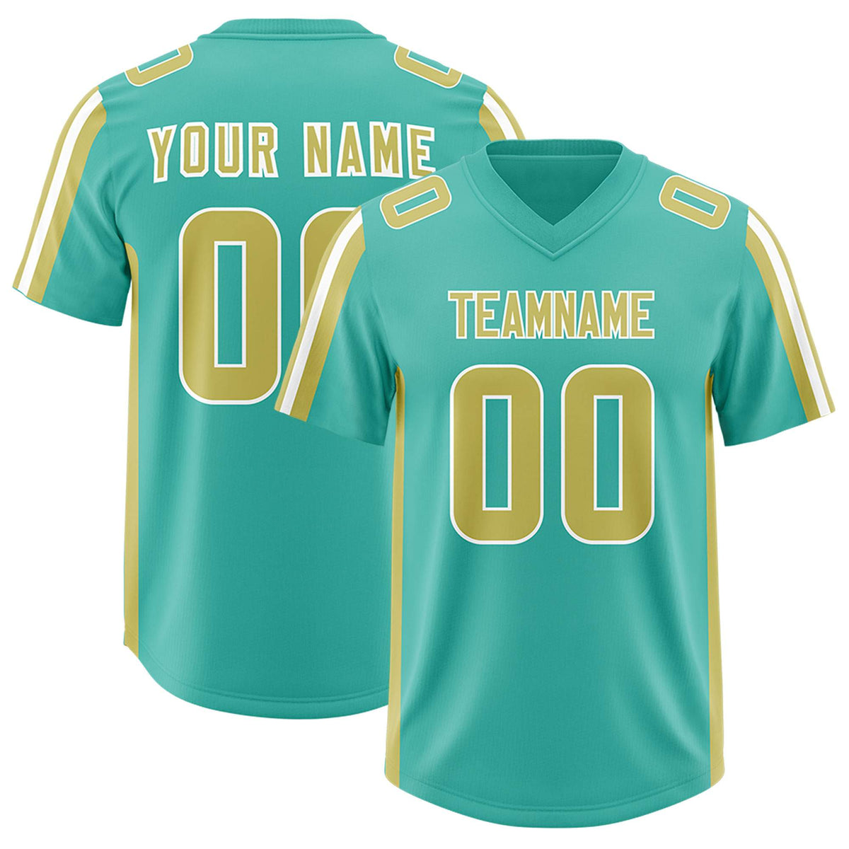 Custom Bright Green Champagne and White Side Stripe Pattern Authentic Football Jersey