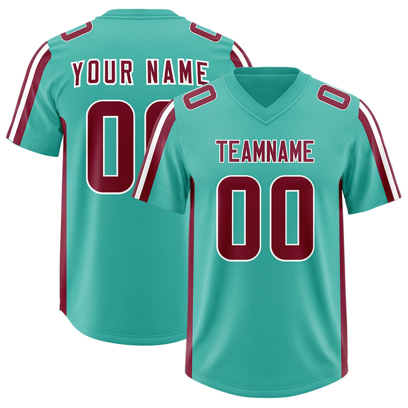 Custom Bright Green Crimson and White Side Stripe Pattern Authentic Football Jersey