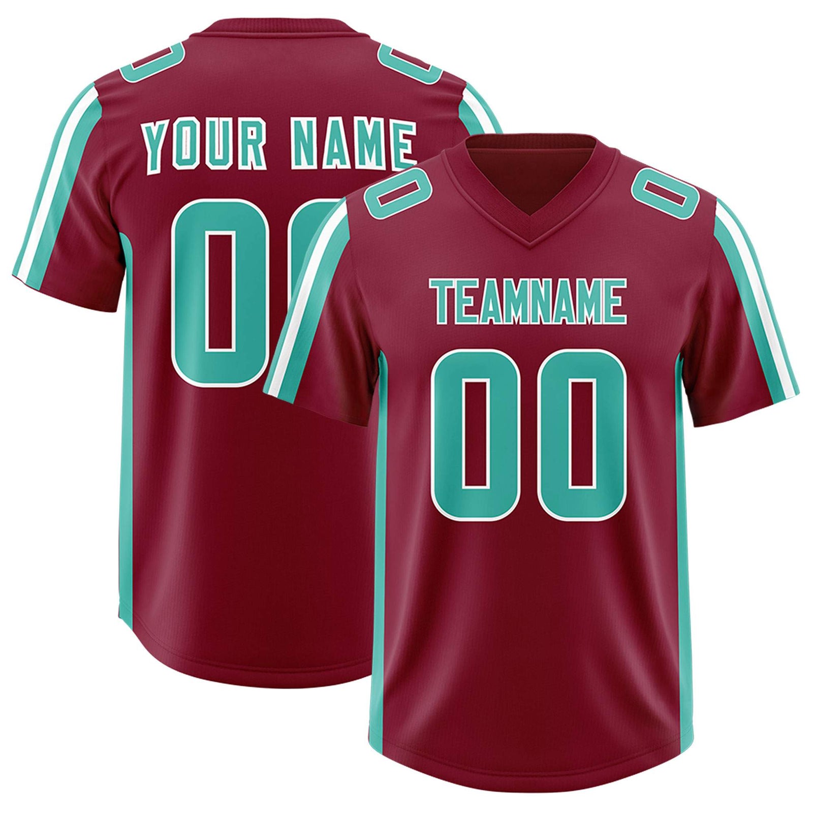Custom Crimson Bright Green and White Side Stripe Pattern Authentic Football Jersey