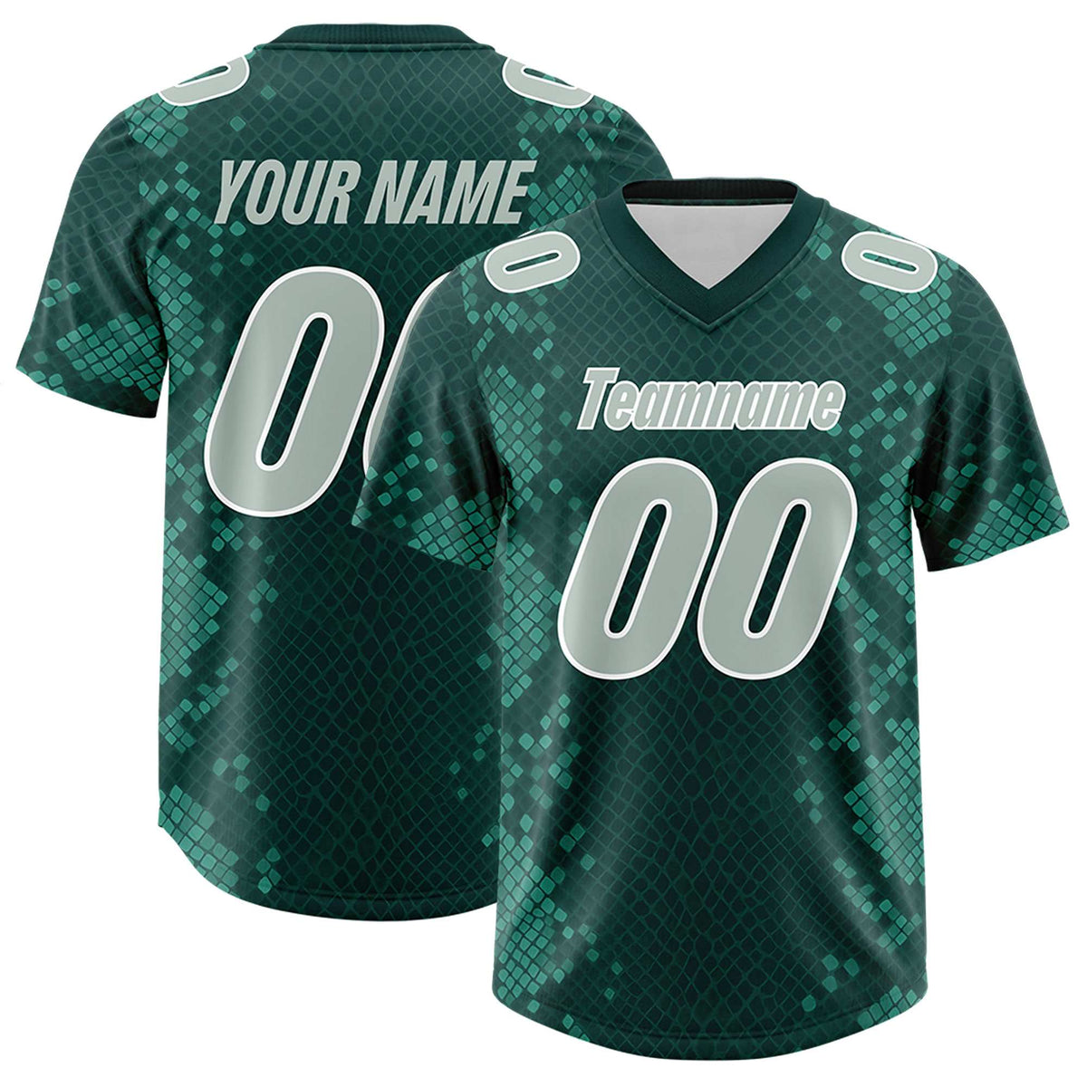 Custom Midnight Green Personalized Snakeskin Graffiti Pattern Authentic Football Jersey