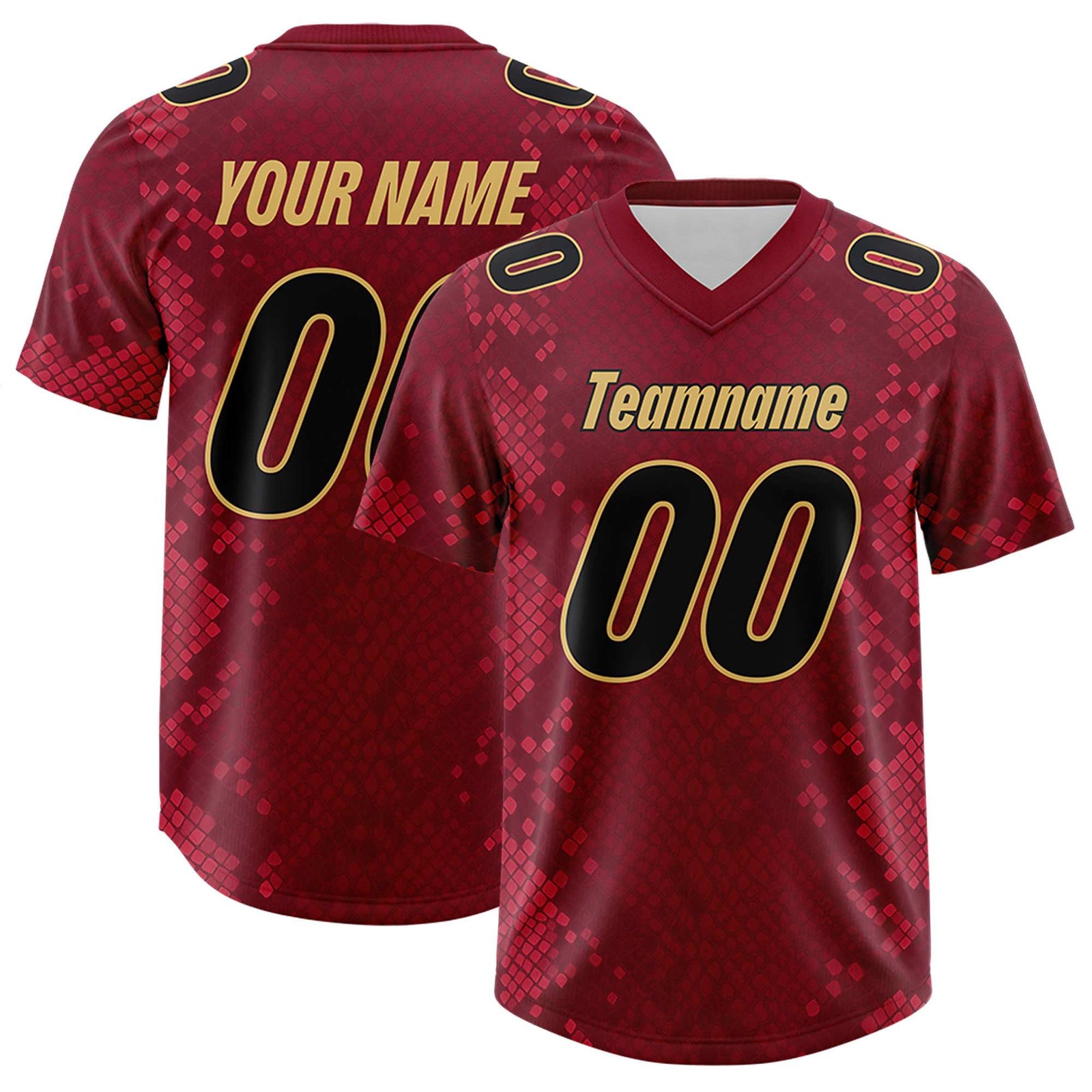 Custom Crimson Personalized Snakeskin Graffiti Pattern Authentic Football Jersey