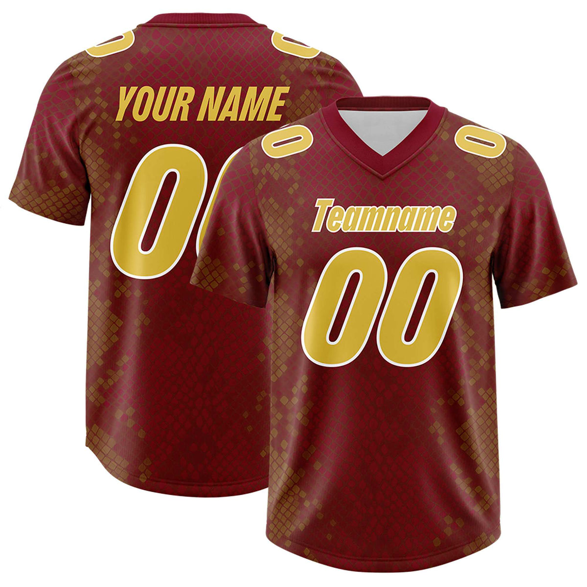 Custom Crimson Personalized Snakeskin Graffiti Pattern Authentic Football Jersey