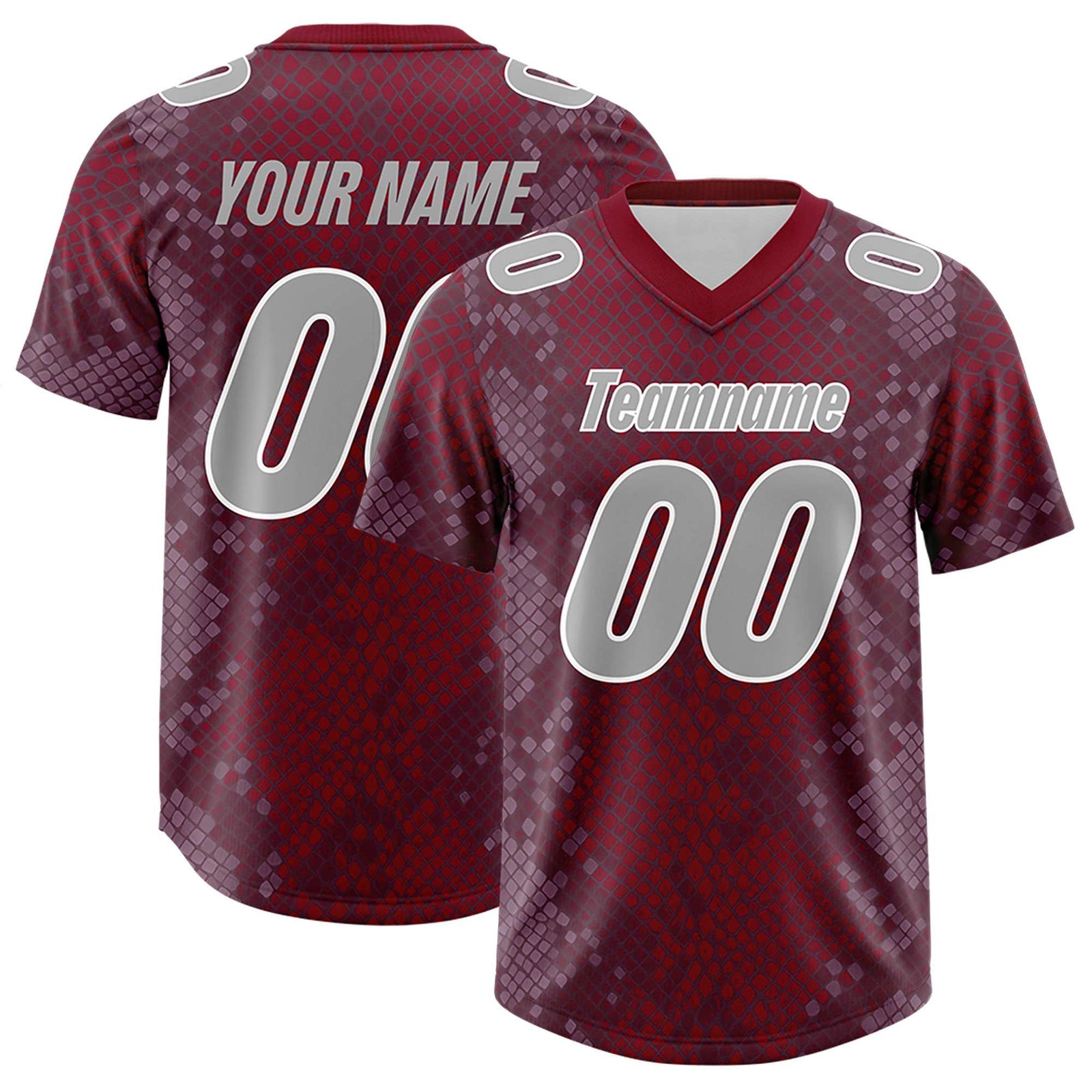 Custom Crimson Personalized Snakeskin Graffiti Pattern Authentic Football Jersey
