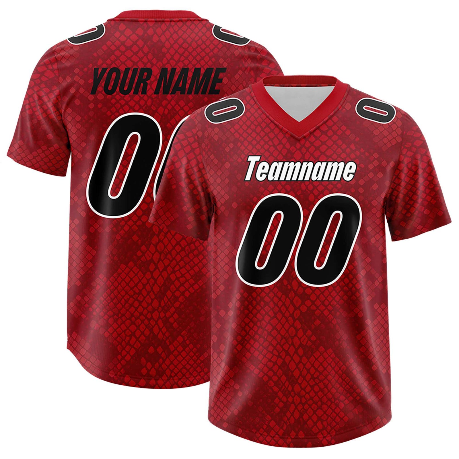 Custom Red Personalized Snakeskin Graffiti Pattern Authentic Football Jersey