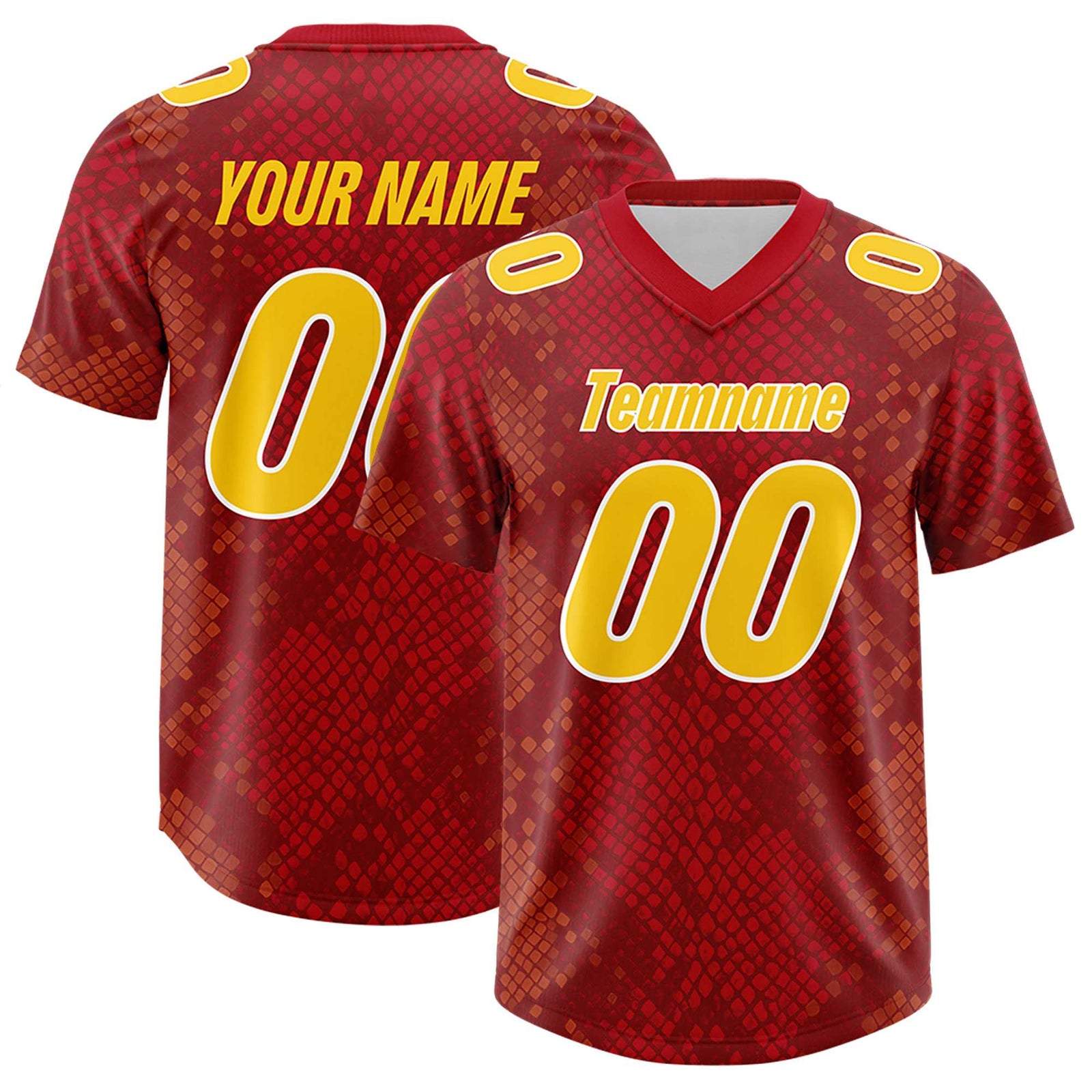 Custom Red Personalized Snakeskin Graffiti Pattern Authentic Football Jersey