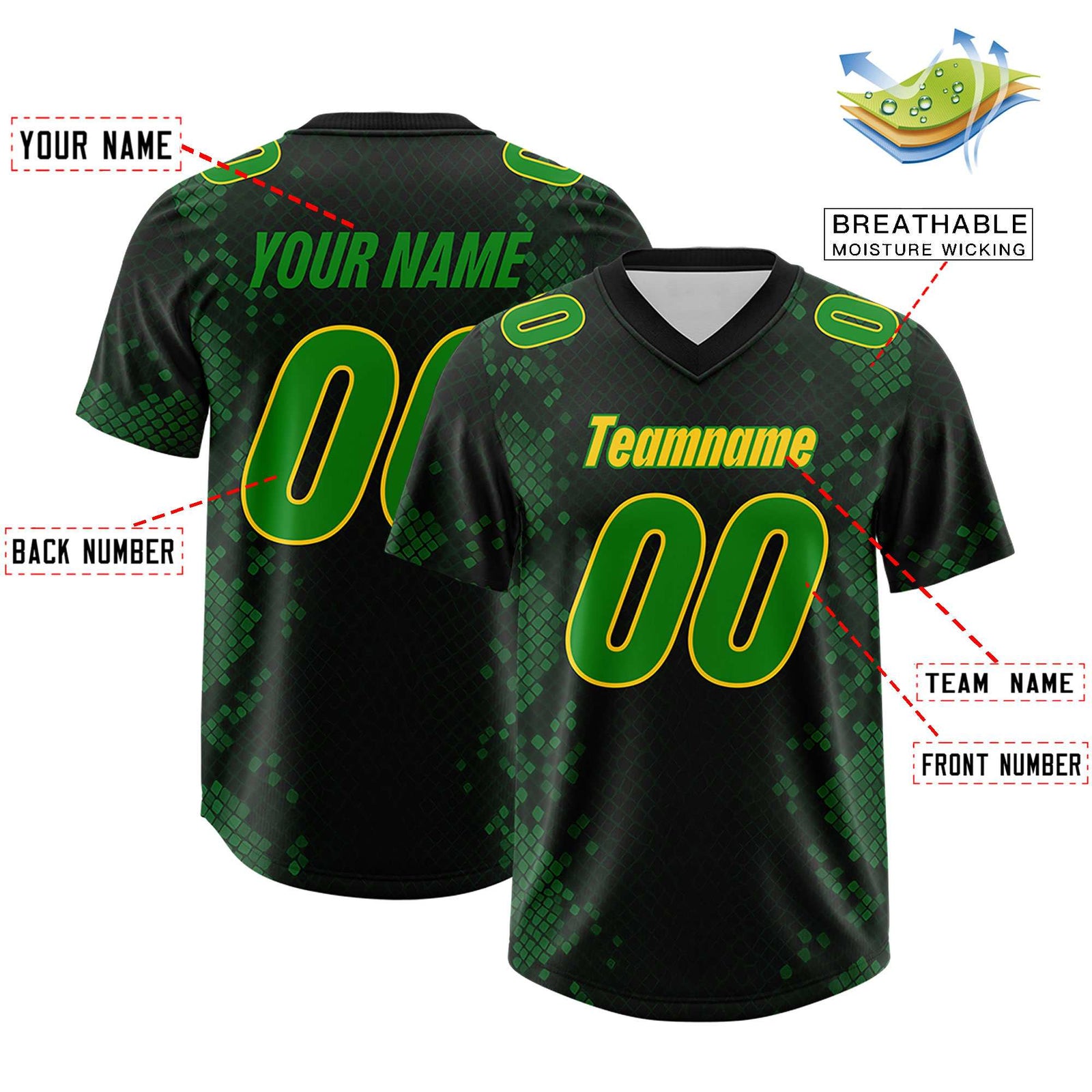 Custom Black Personalized Snakeskin Graffiti Pattern Authentic Football Jersey
