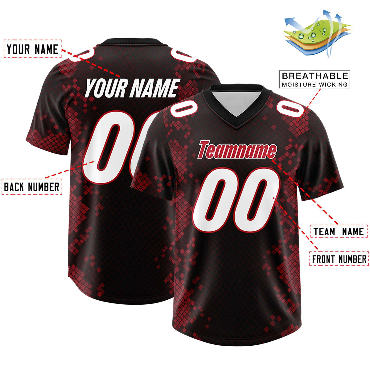 Custom Black Personalized Snakeskin Graffiti Pattern Authentic Football Jersey
