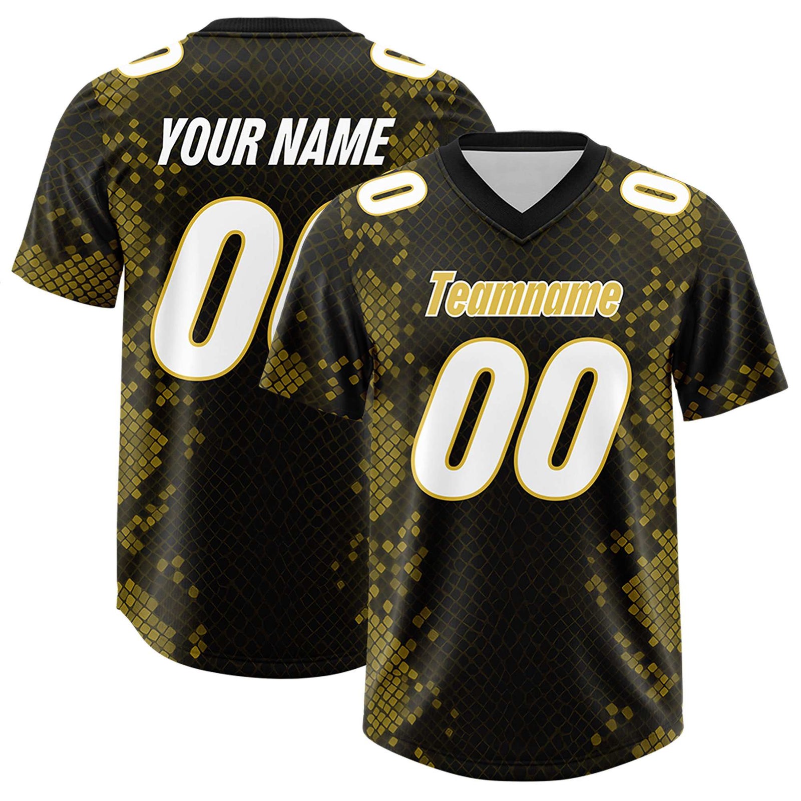 Custom Black Personalized Snakeskin Graffiti Pattern Authentic Football Jersey