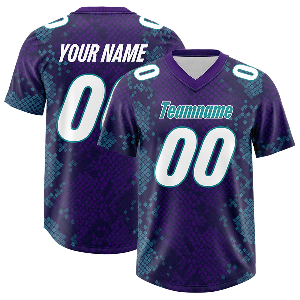 Custom Purple Personalized Snakeskin Graffiti Pattern Authentic Football Jersey