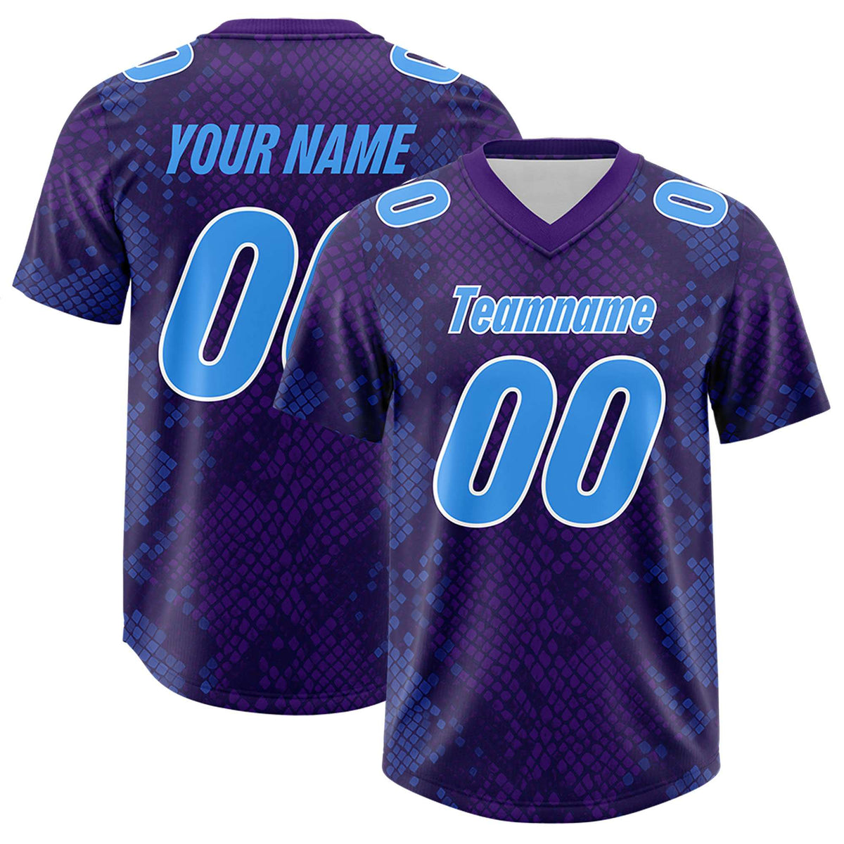 Custom Purple Personalized Snakeskin Graffiti Pattern Authentic Football Jersey