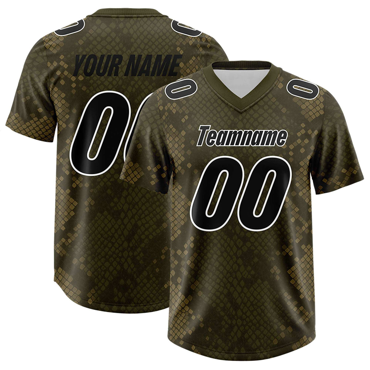 Custom Olive Personalized Snakeskin Graffiti Pattern Authentic Football Jersey