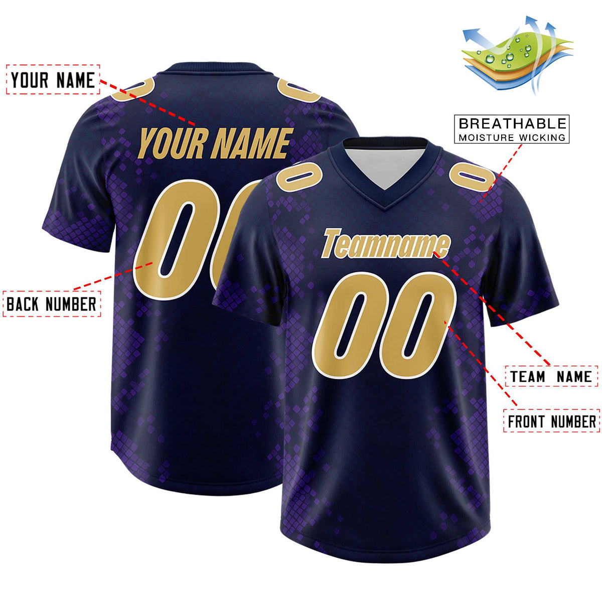Custom Navy Personalized Snakeskin Graffiti Pattern Authentic Football Jersey