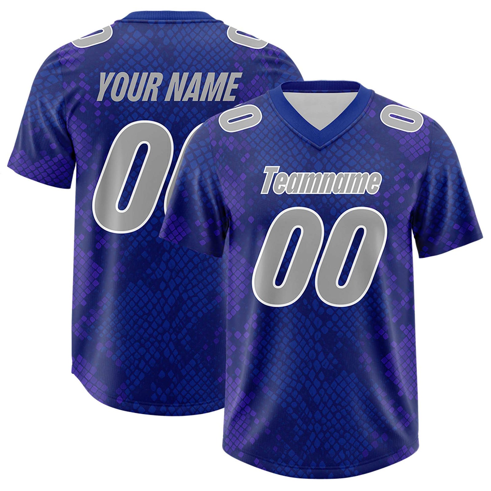 Custom Royal Personalized Snakeskin Graffiti Pattern Authentic Football Jersey
