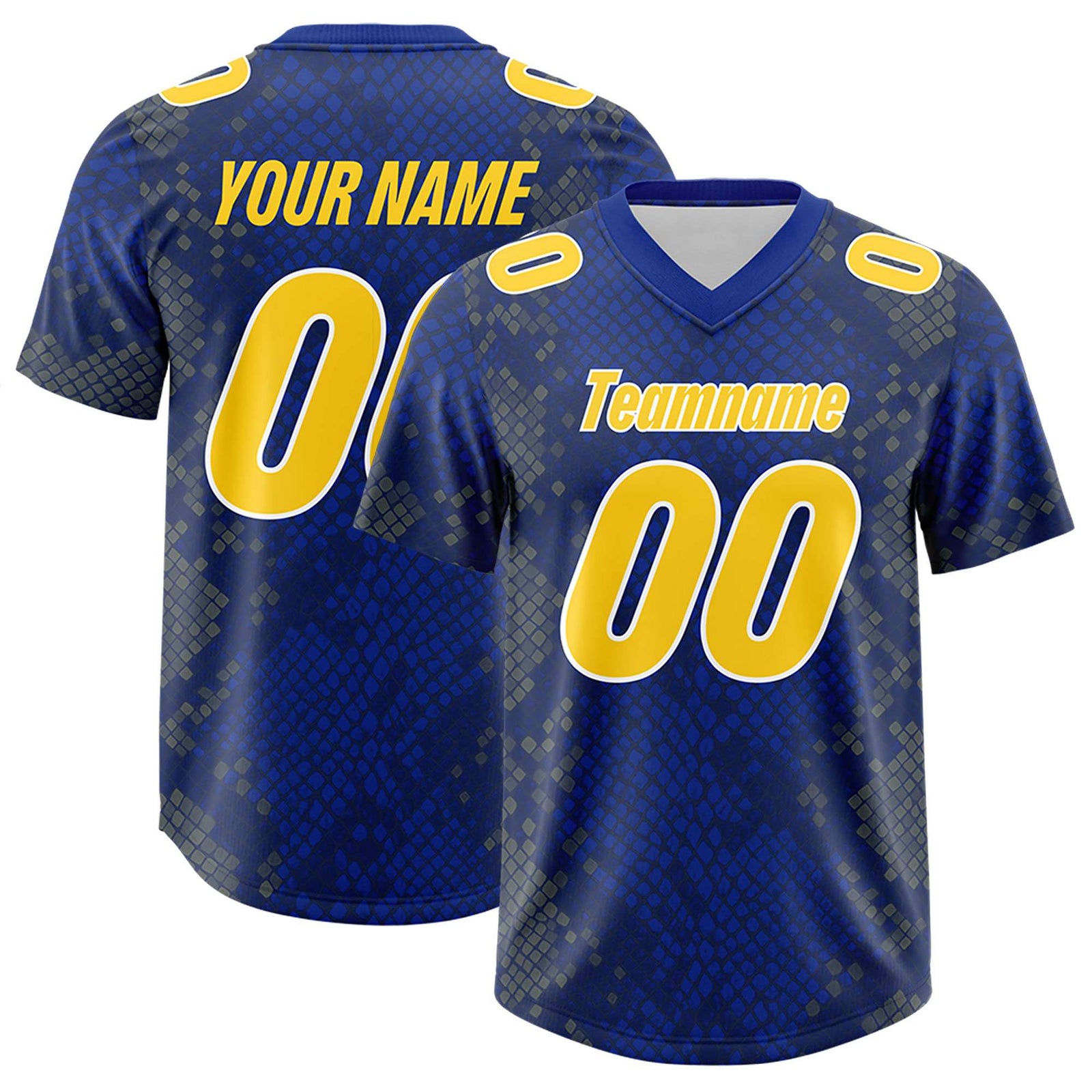 Custom Royal Personalized Snakeskin Graffiti Pattern Authentic Football Jersey