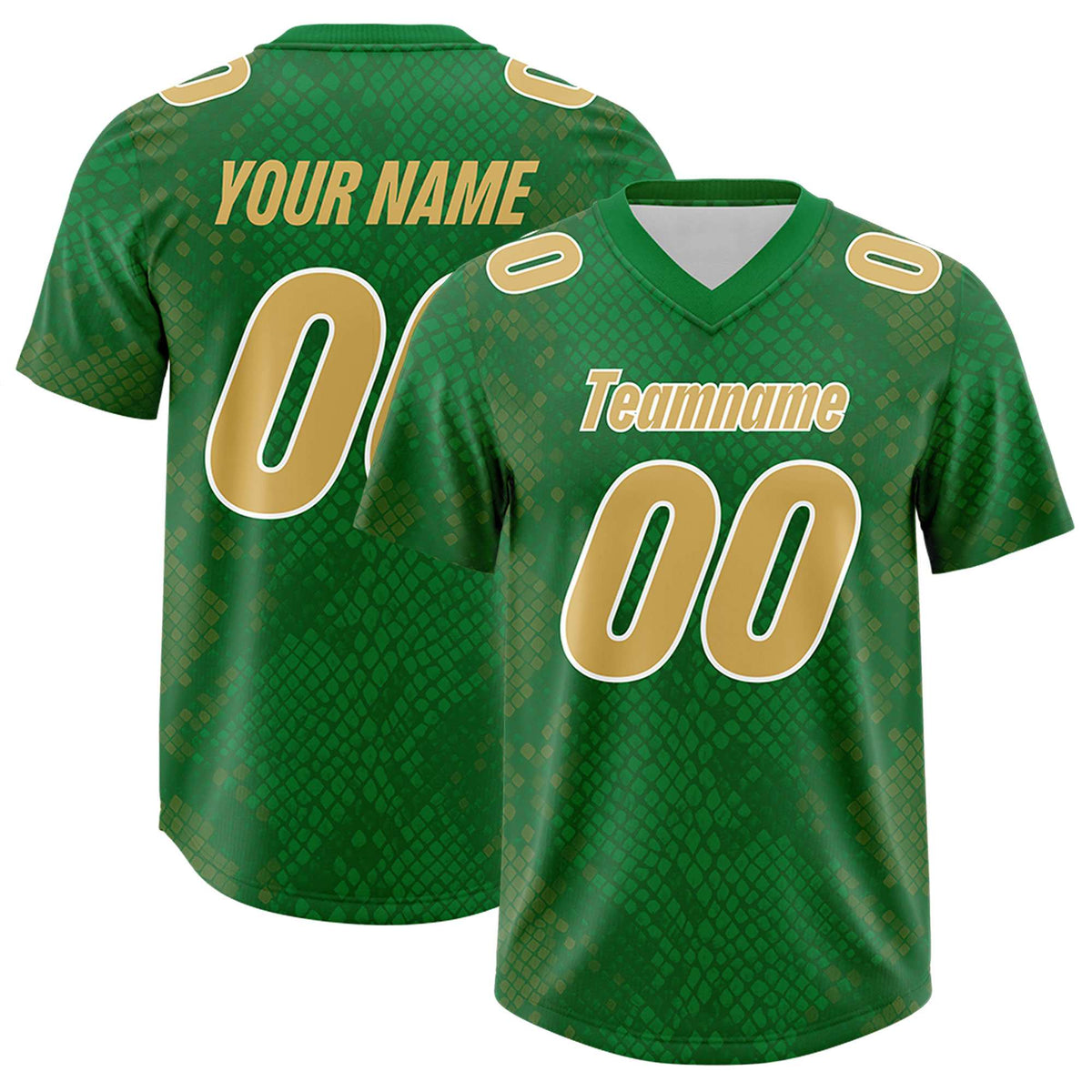 Custom Kelly Green Personalized Snakeskin Graffiti Pattern Authentic Football Jersey