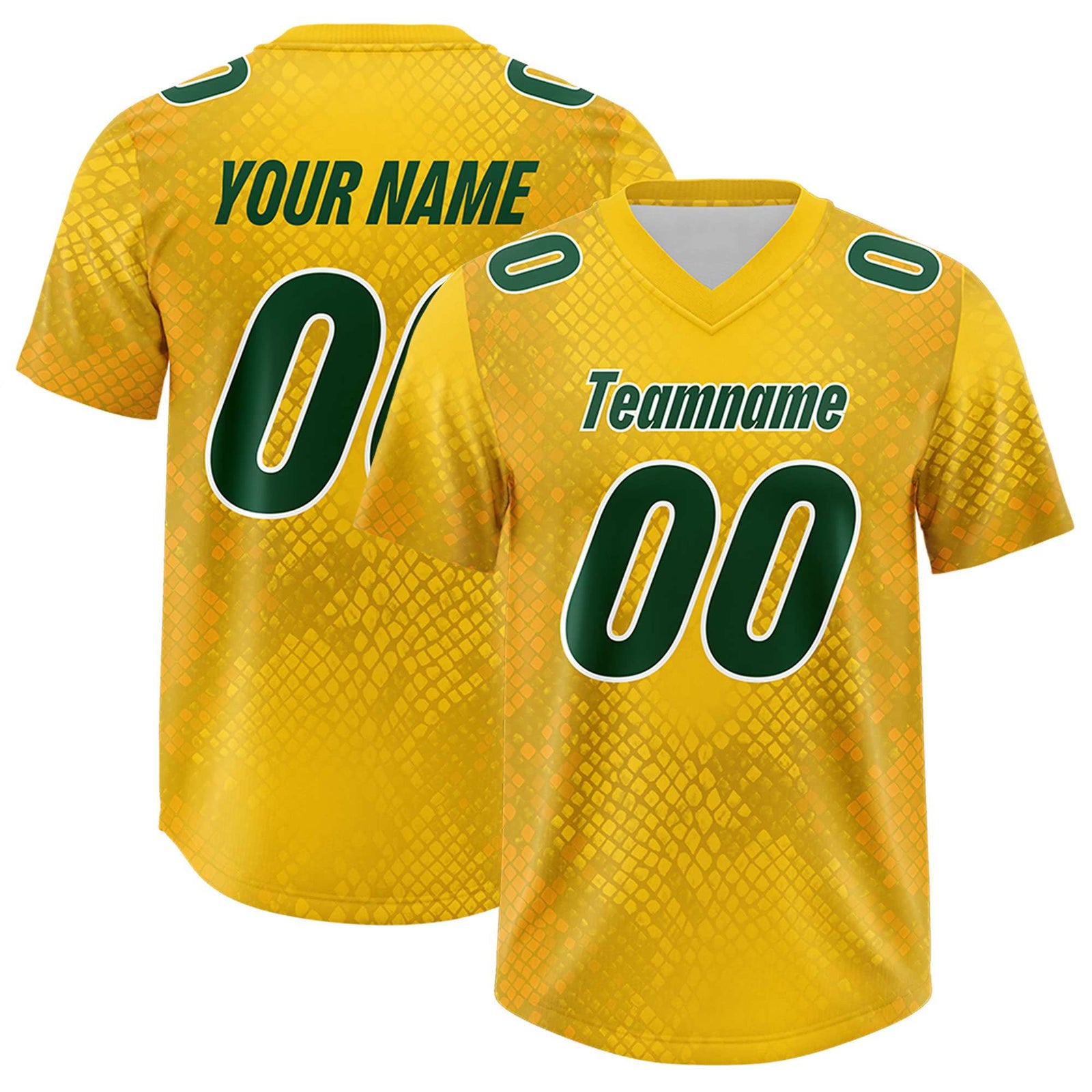 Custom Gold Personalized Snakeskin Graffiti Pattern Authentic Football Jersey