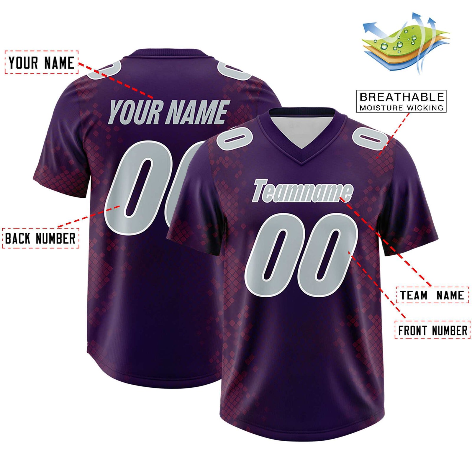 Custom Purple Personalized Snakeskin Graffiti Pattern Authentic Football Jersey