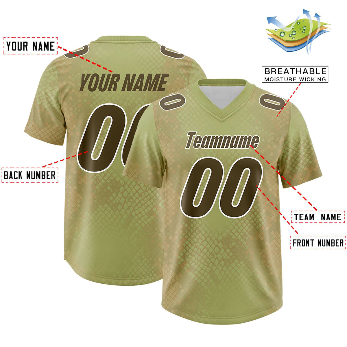 Custom Champagne Personalized Snakeskin Graffiti Pattern Authentic Football Jersey