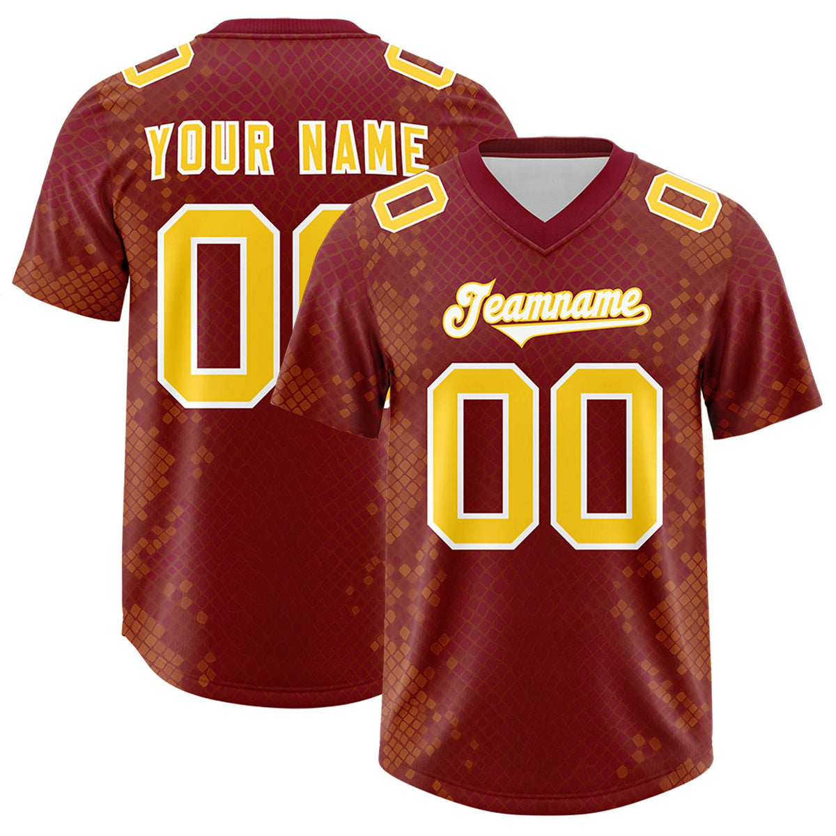 Custom Crimson Personalized Snakeskin Graffiti Pattern Authentic Football Jersey