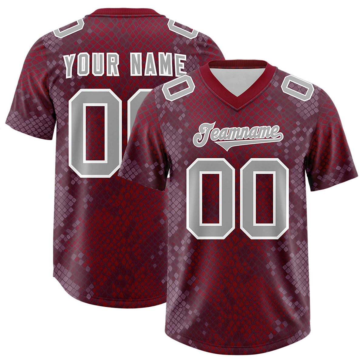 Custom Crimson Personalized Snakeskin Graffiti Pattern Authentic Football Jersey
