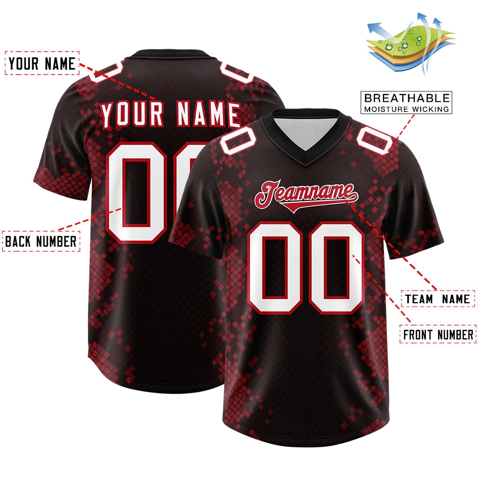 Custom Black Personalized Snakeskin Graffiti Pattern Authentic Football Jersey