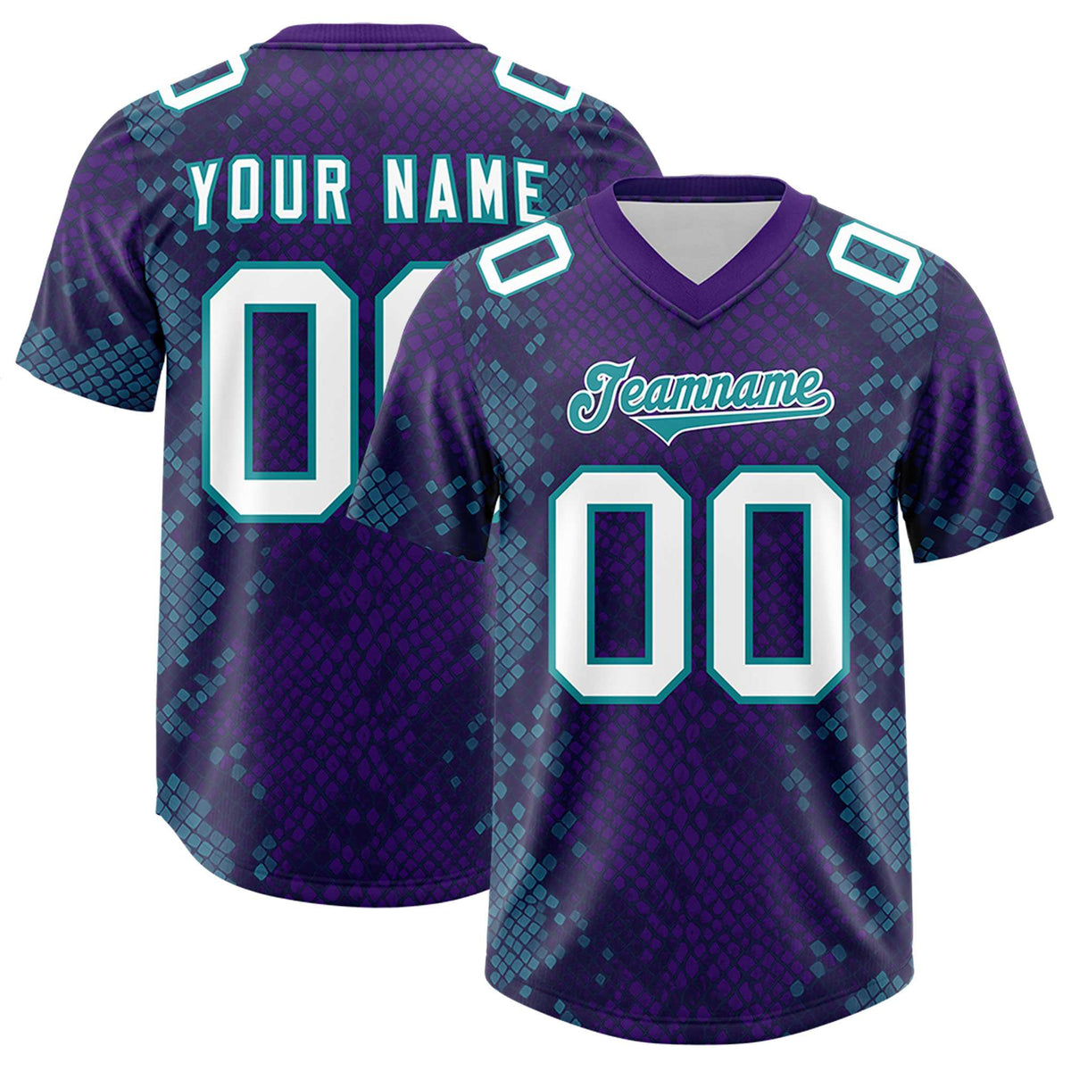 Custom Purple Personalized Snakeskin Graffiti Pattern Authentic Football Jersey