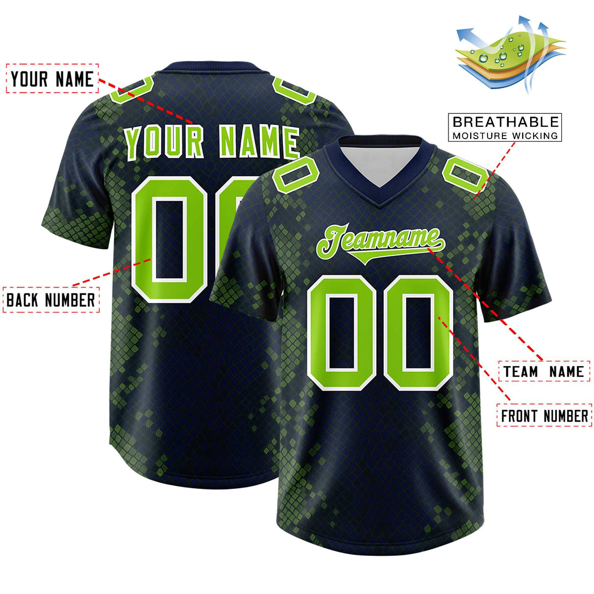 Custom Navy Personalized Snakeskin Graffiti Pattern Authentic Football Jersey