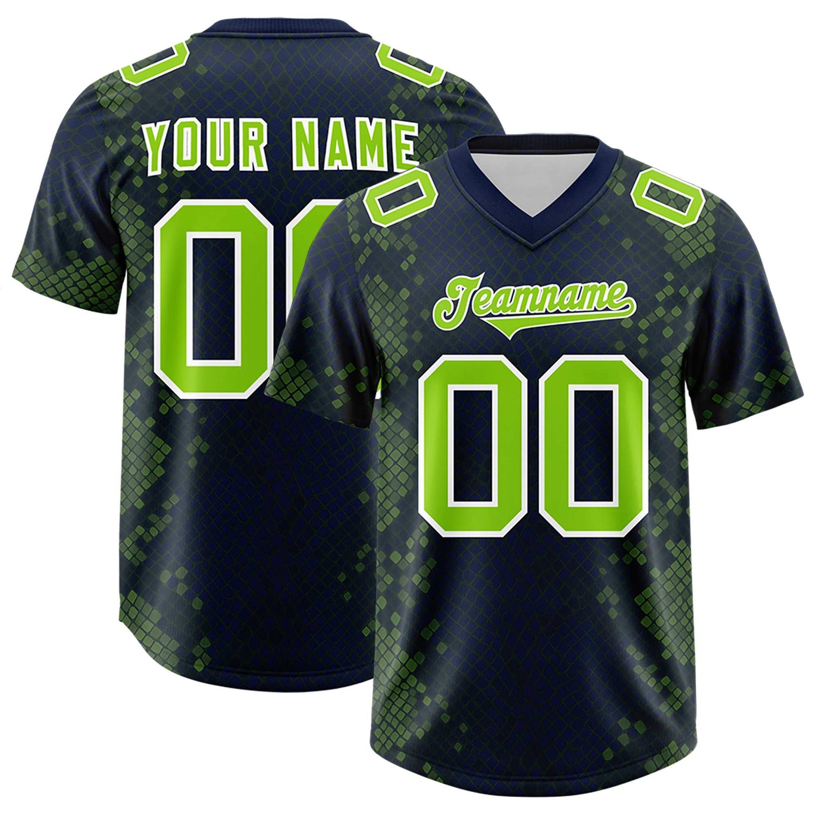 Custom Navy Personalized Snakeskin Graffiti Pattern Authentic Football Jersey
