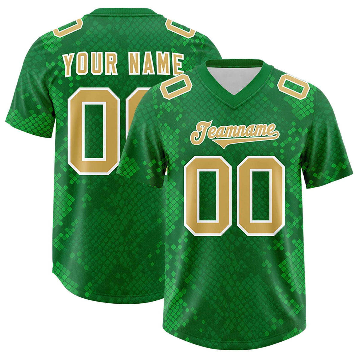 Custom Kelly Green Personalized Snakeskin Graffiti Pattern Authentic Football Jersey