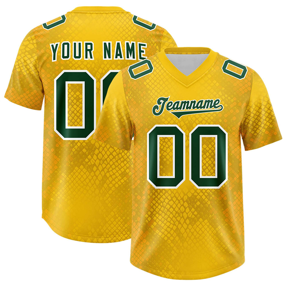 Custom Gold Personalized Snakeskin Graffiti Pattern Authentic Football Jersey