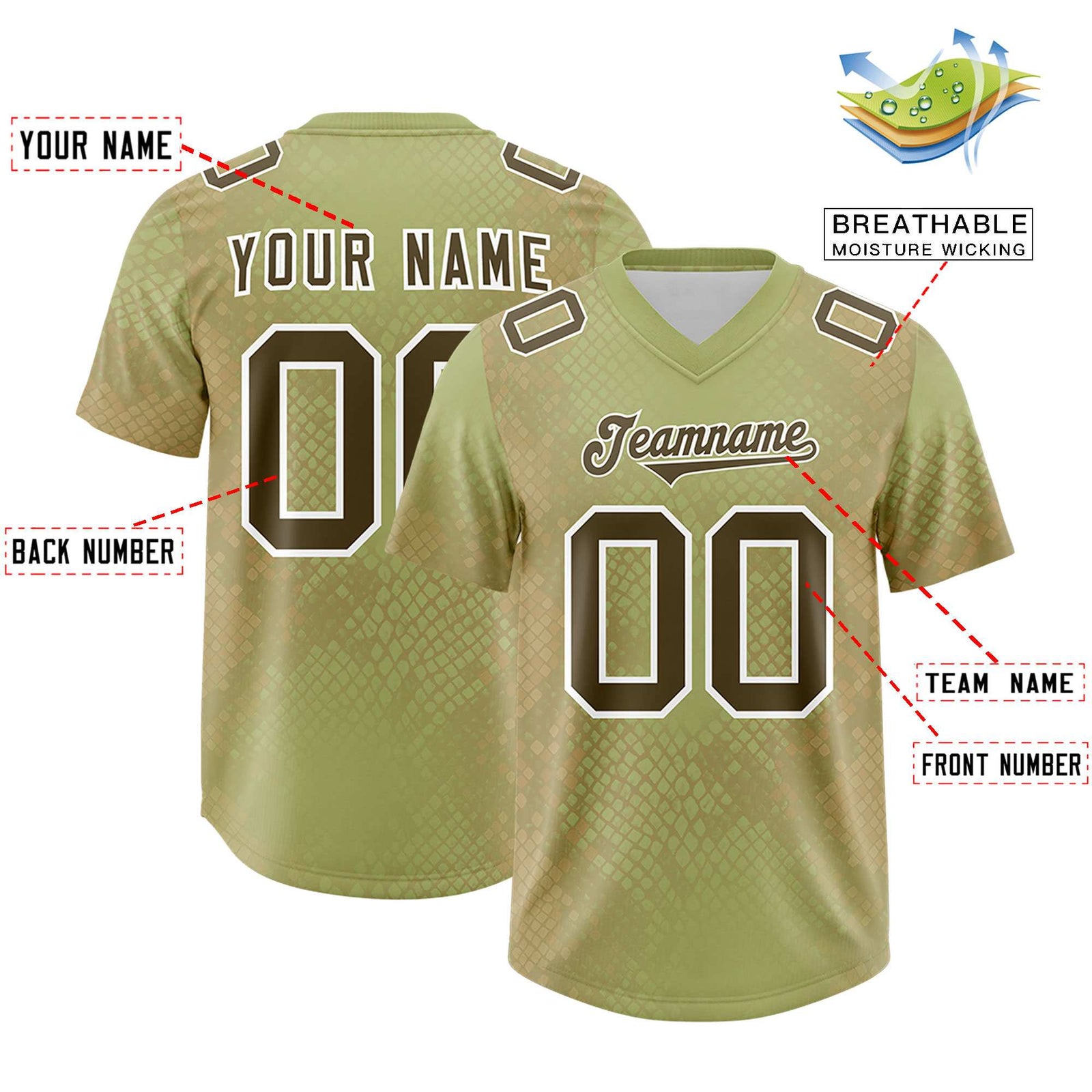 Custom Champagne Personalized Snakeskin Graffiti Pattern Authentic Football Jersey