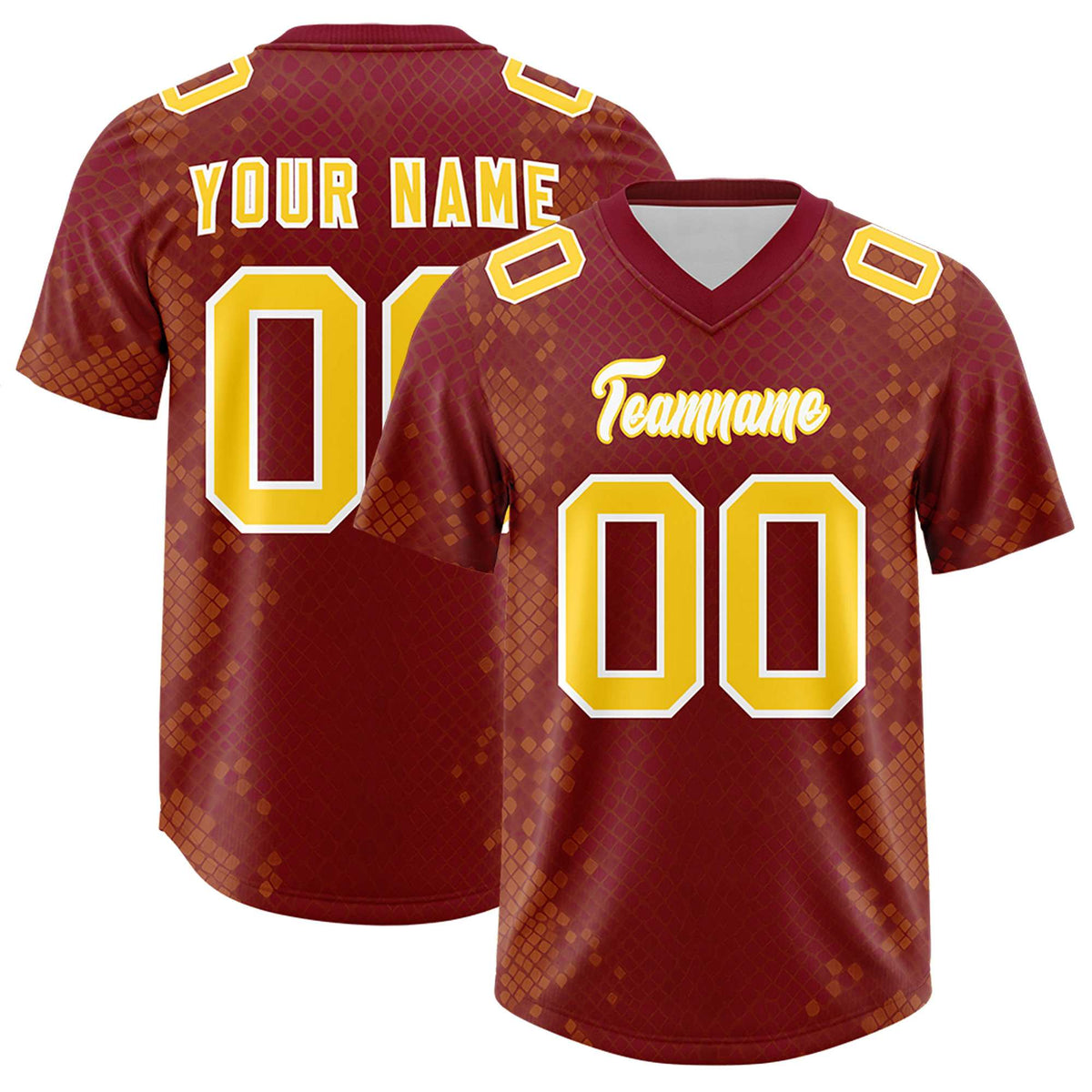 Custom Crimson Personalized Snakeskin Graffiti Pattern Authentic Football Jersey