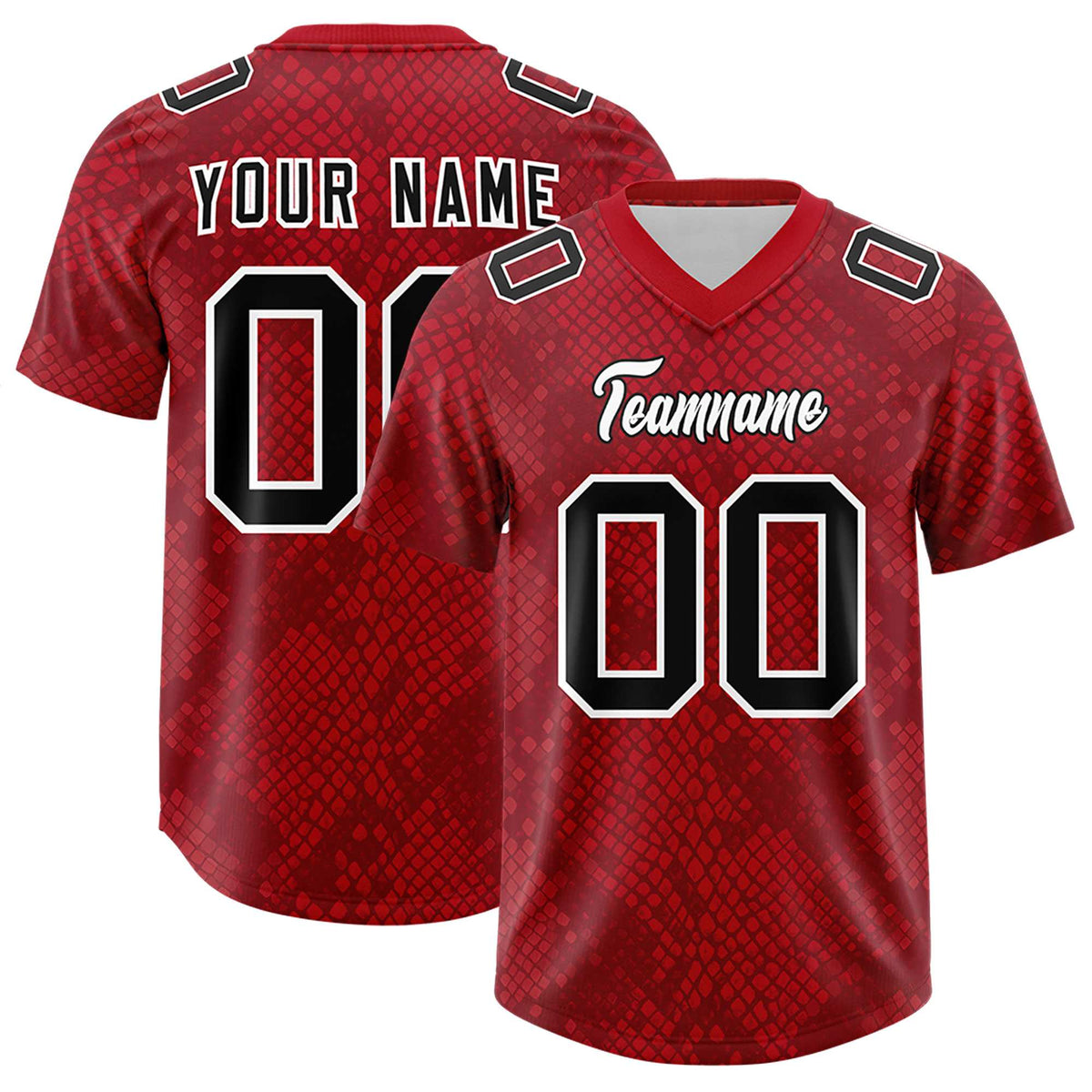 Custom Red Personalized Snakeskin Graffiti Pattern Authentic Football Jersey