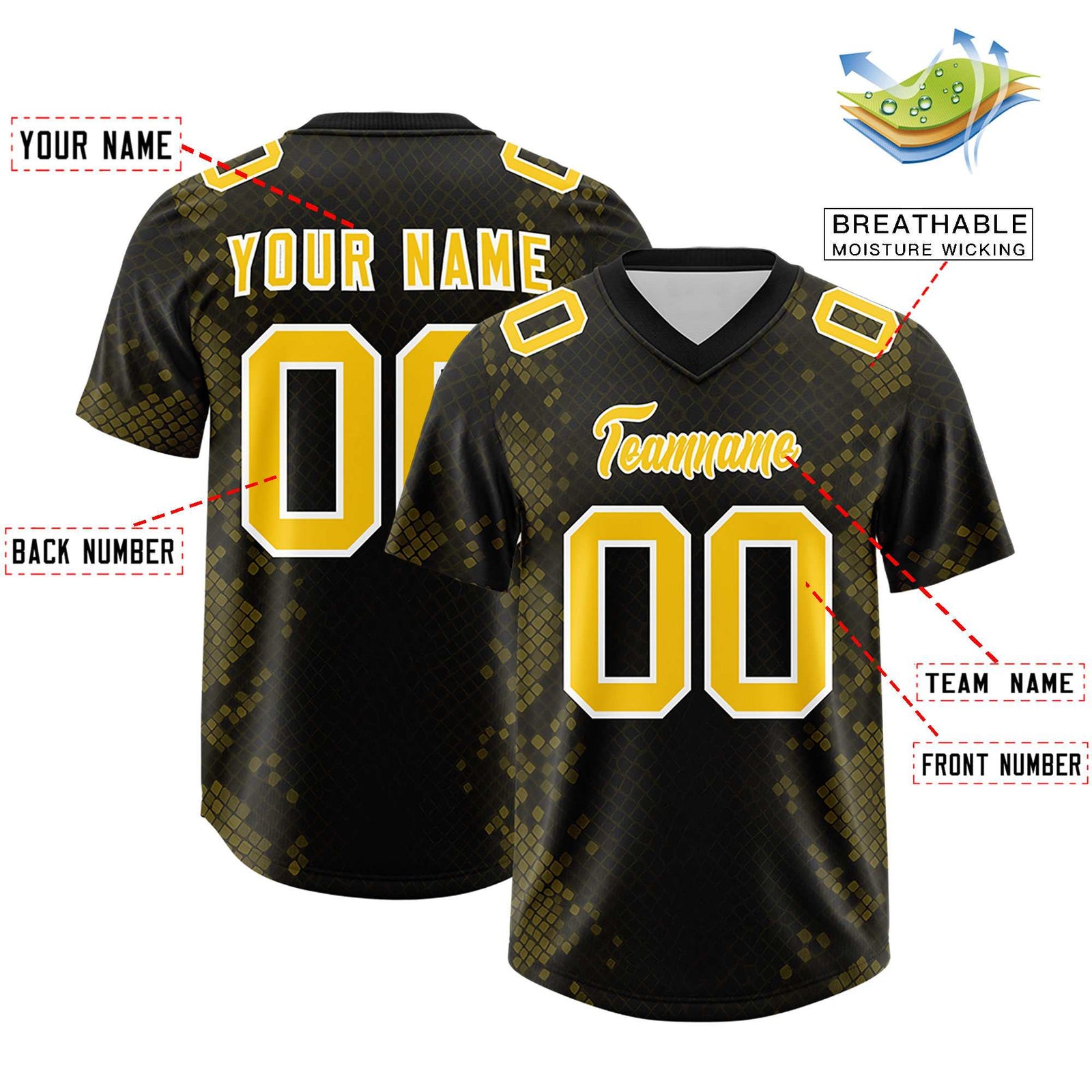 Custom Black Personalized Snakeskin Graffiti Pattern Authentic Football Jersey