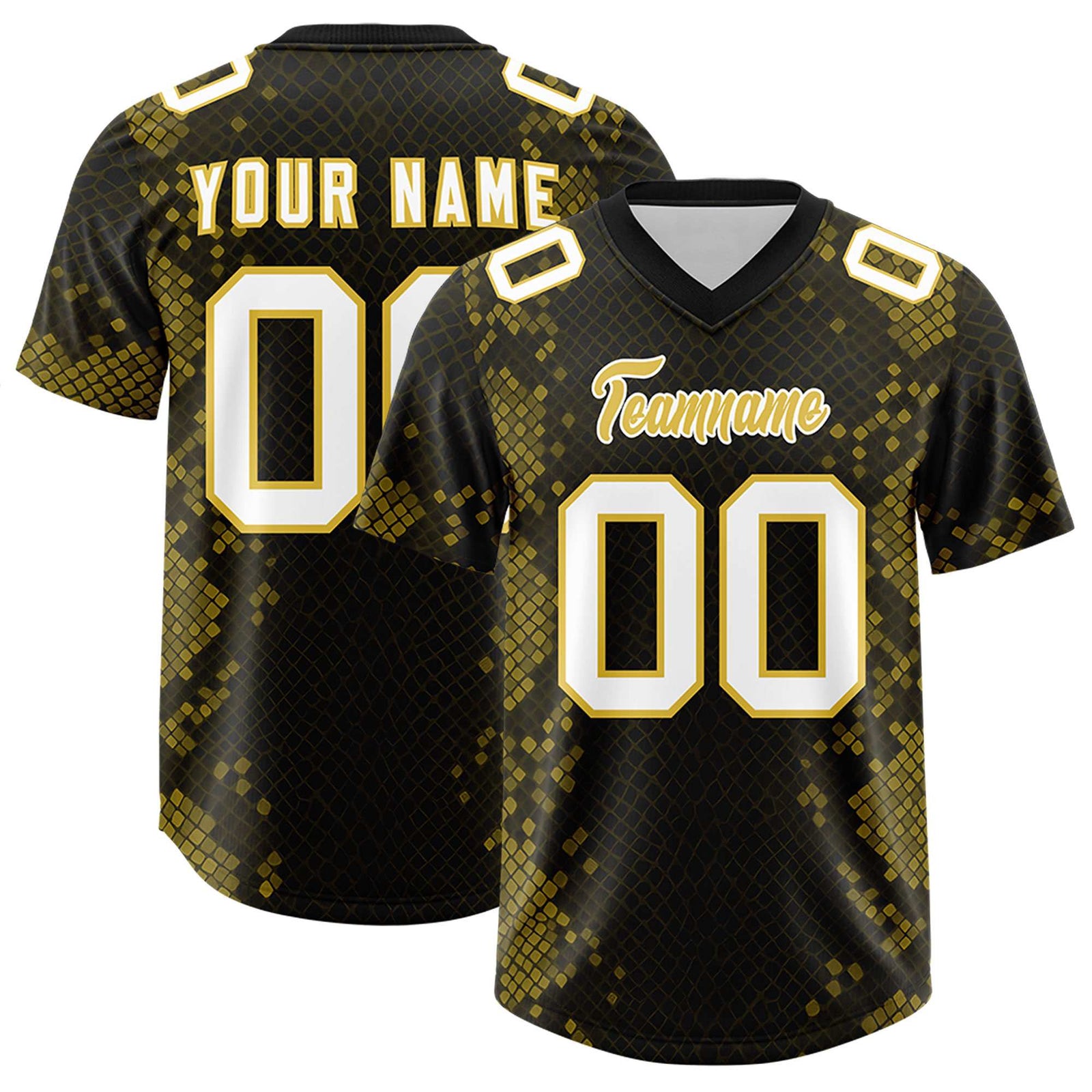 Custom Black Personalized Snakeskin Graffiti Pattern Authentic Football Jersey