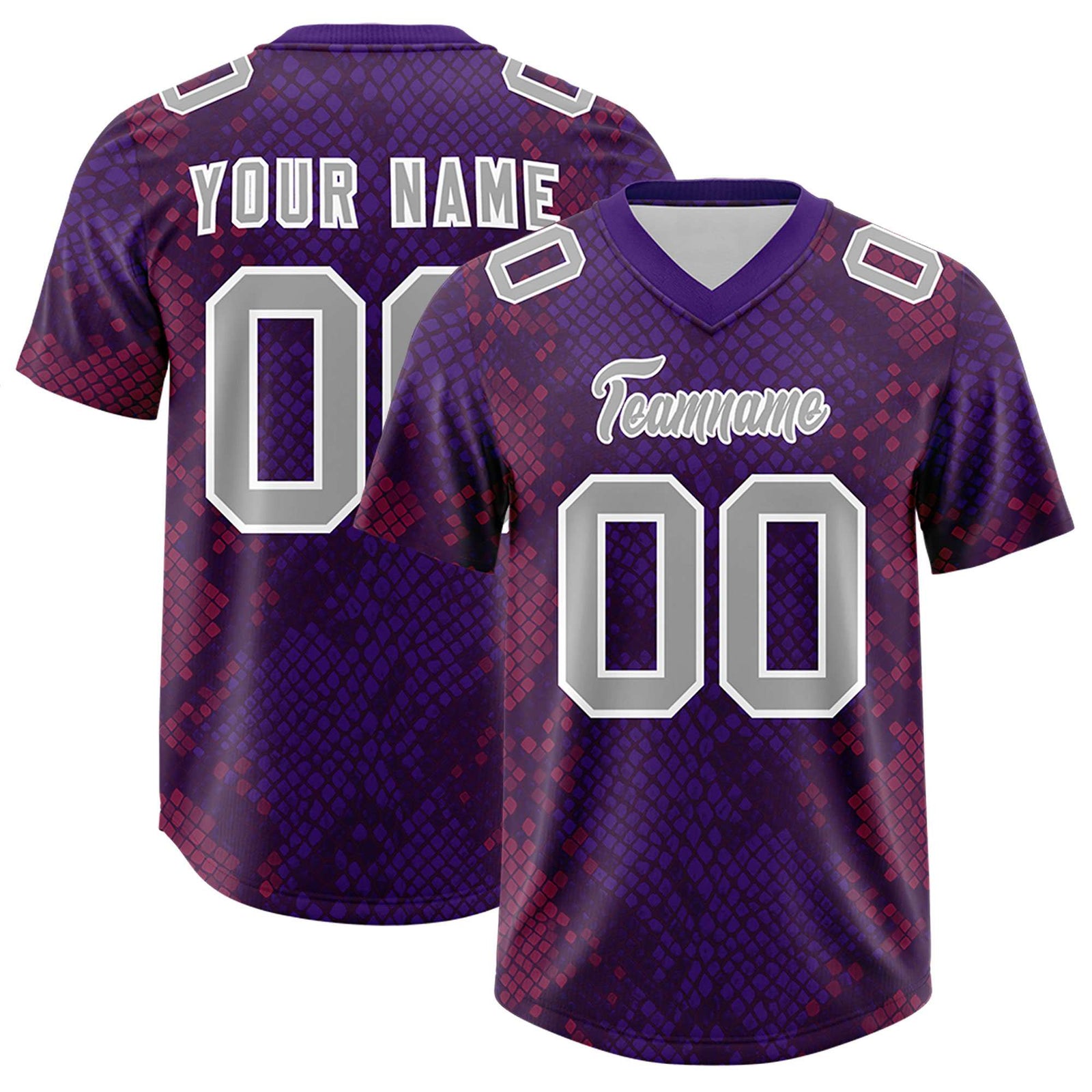 Custom Purple Personalized Snakeskin Graffiti Pattern Authentic Football Jersey