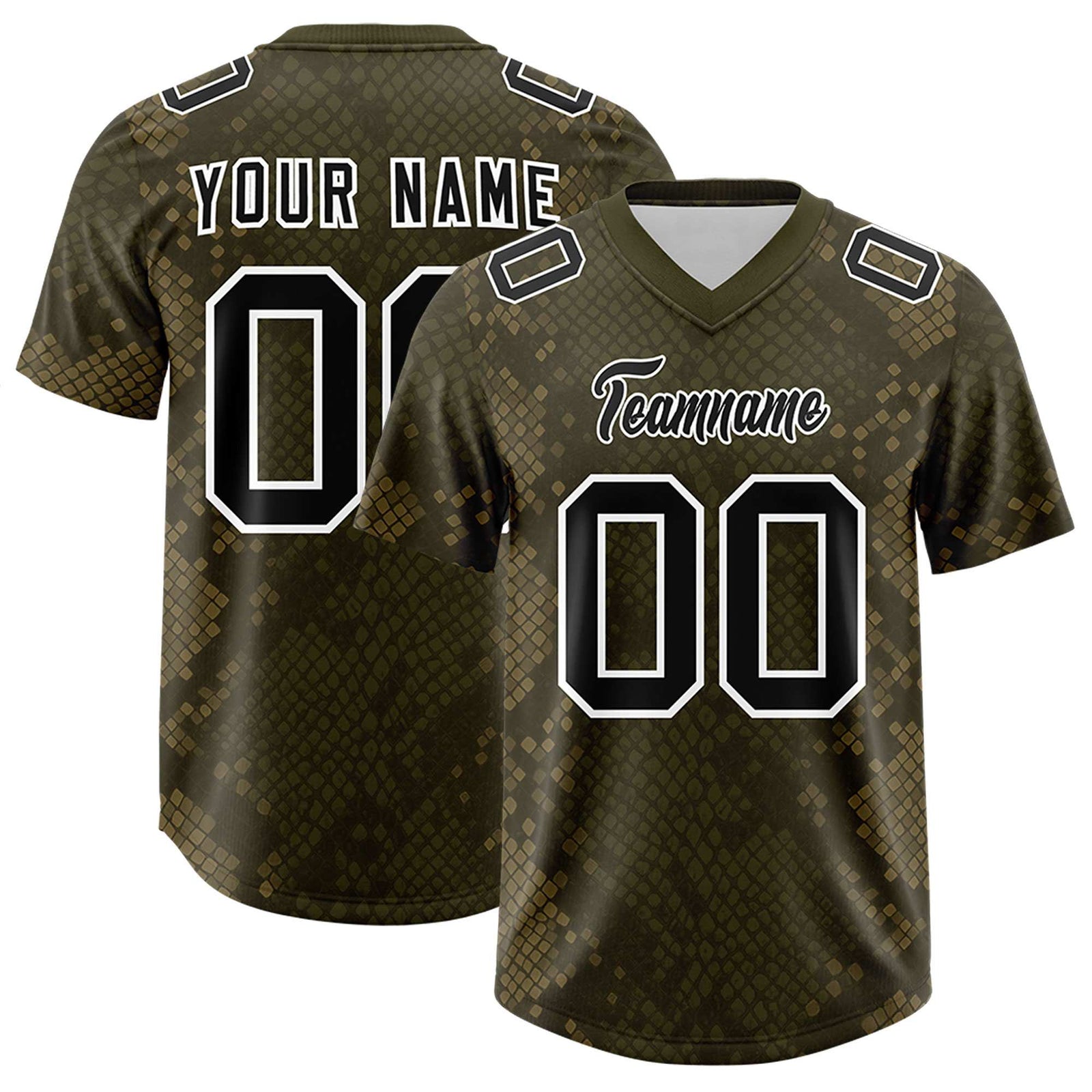 Custom Olive Personalized Snakeskin Graffiti Pattern Authentic Football Jersey