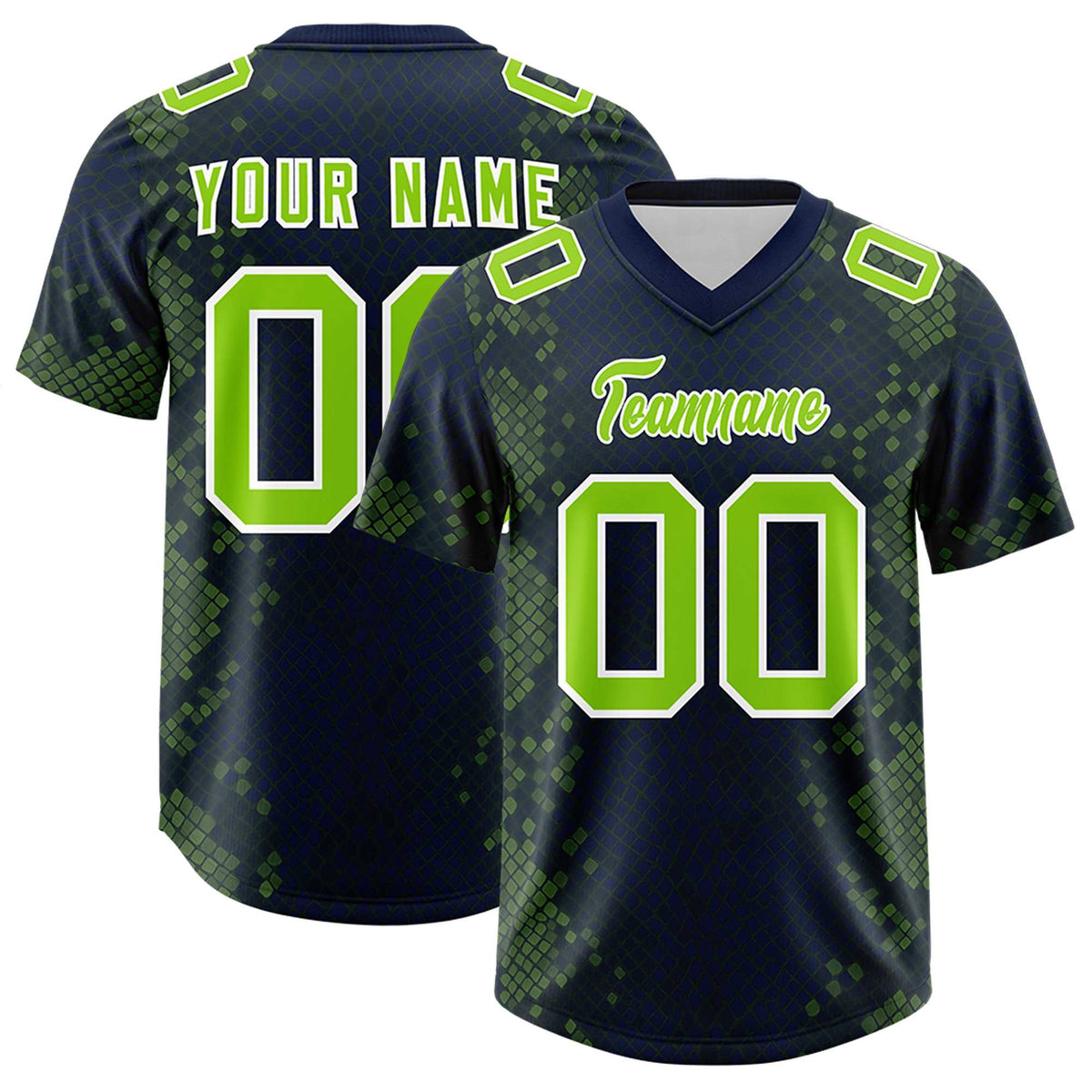 Custom Navy Personalized Snakeskin Graffiti Pattern Authentic Football Jersey