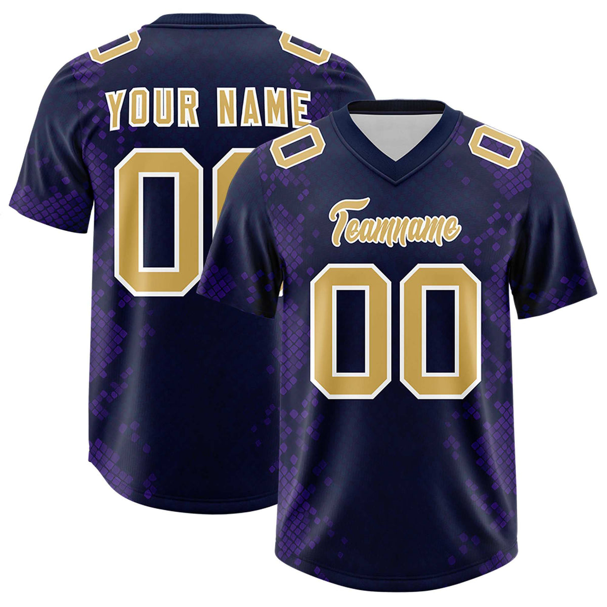 Custom Navy Personalized Snakeskin Graffiti Pattern Authentic Football Jersey