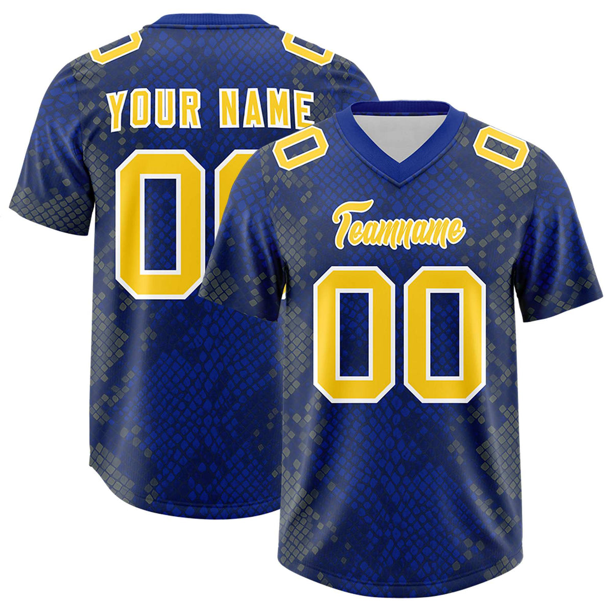 Custom Royal Personalized Snakeskin Graffiti Pattern Authentic Football Jersey