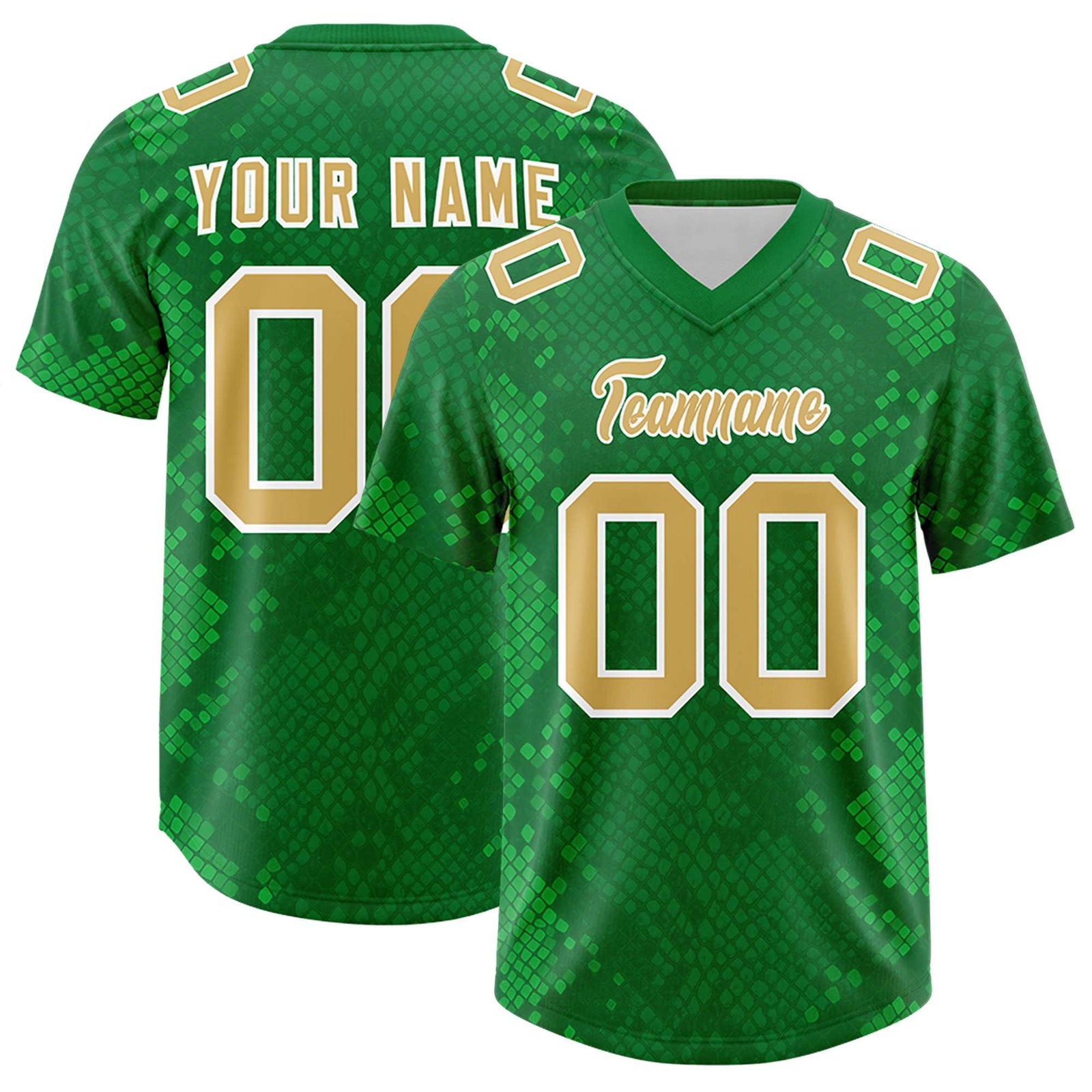 Custom Kelly Green Personalized Snakeskin Graffiti Pattern Authentic Football Jersey