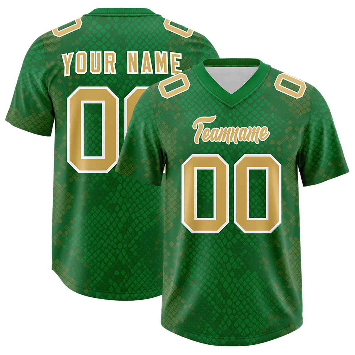 Custom Kelly Green Personalized Snakeskin Graffiti Pattern Authentic Football Jersey
