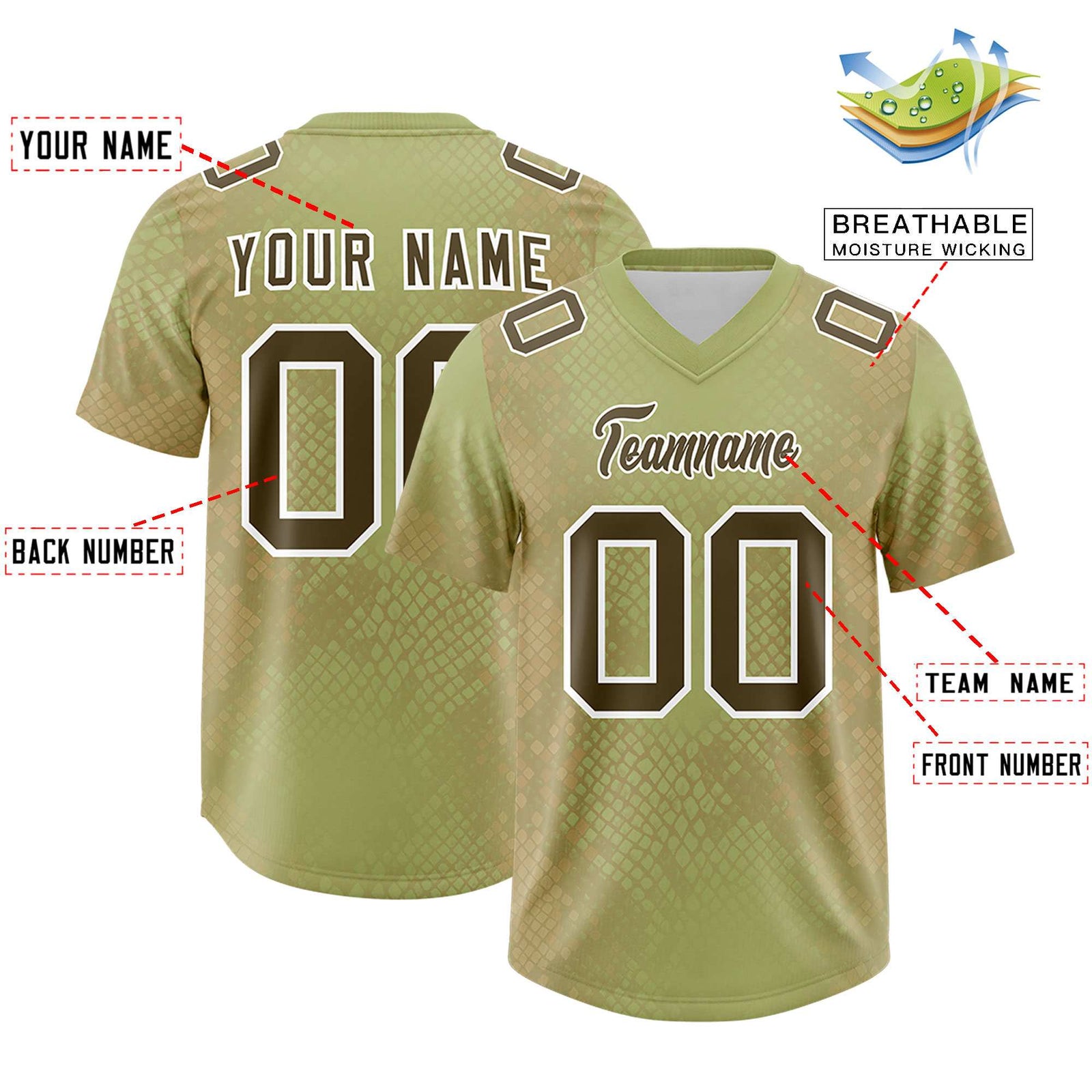 Custom Champagne Personalized Snakeskin Graffiti Pattern Authentic Football Jersey